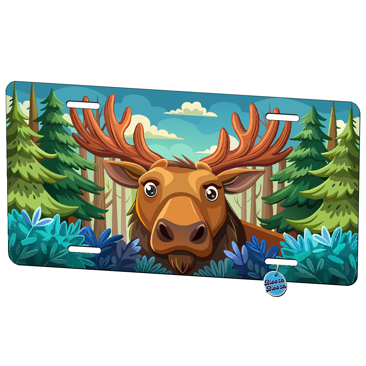 Peeking Moose Metal Vanity Novelty Tag License Plate for Trucks Cars SUVs