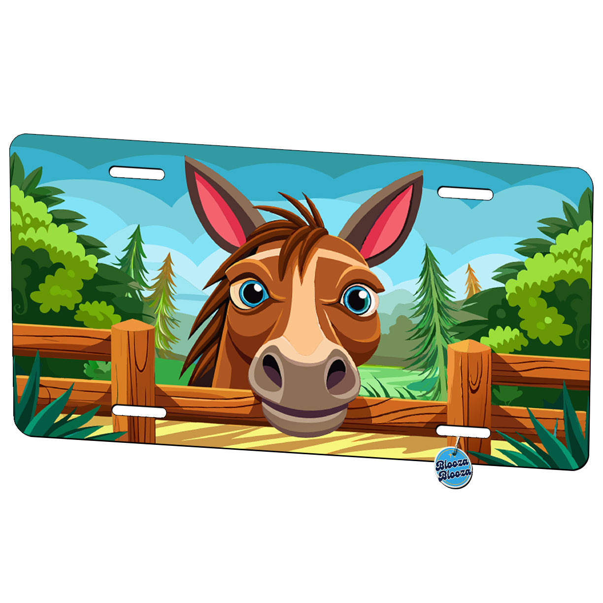 Peeking Mule Over Fence Metal Vanity Novelty Tag License Plate for Trucks Cars SUVs
