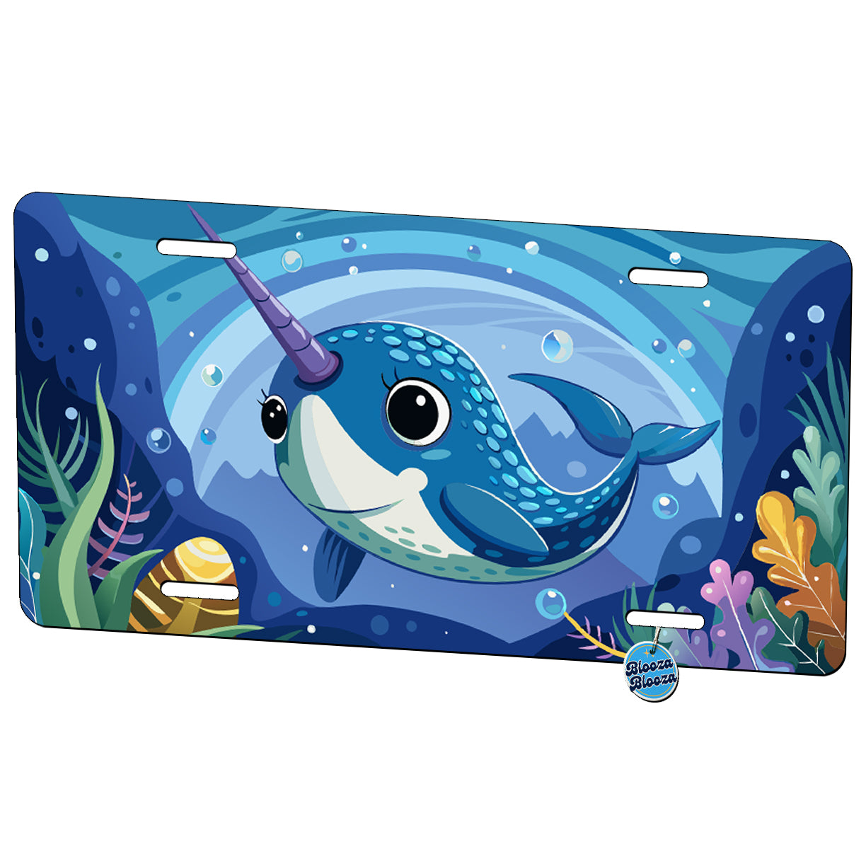 Peeking Narwhal Metal Vanity Novelty Tag License Plate for Trucks Cars SUVs