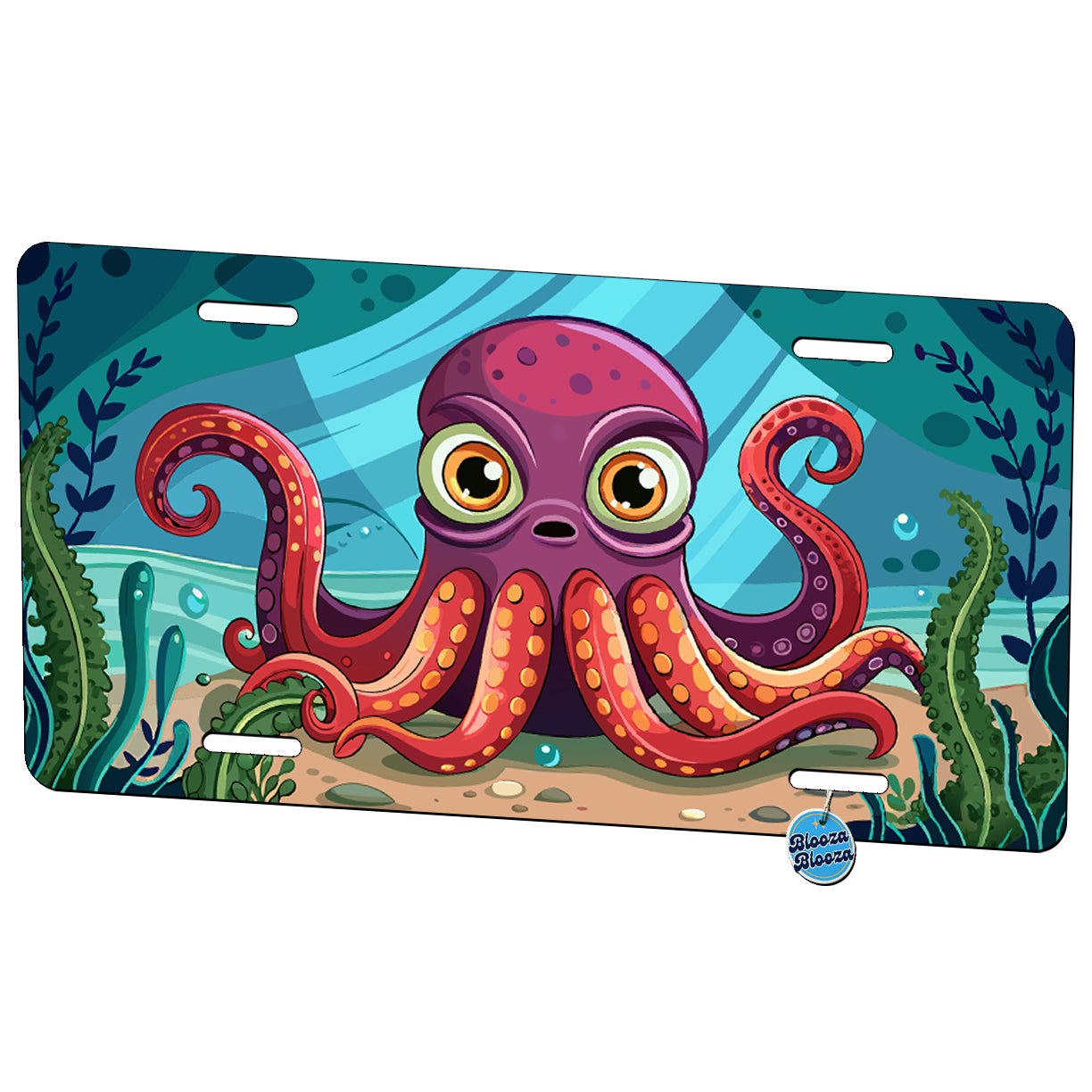 Peeking Octopus Metal Vanity Novelty Tag License Plate for Trucks Cars SUVs