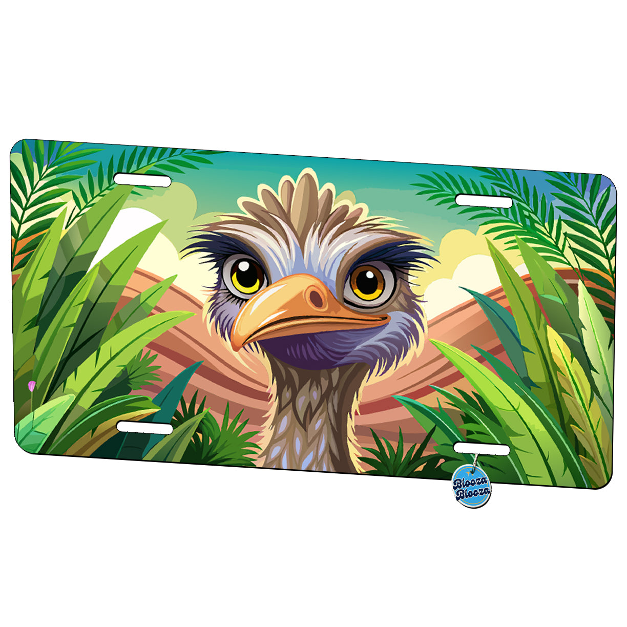 Peeking Ostrich Bird Metal Vanity Novelty Tag License Plate for Trucks Cars SUVs