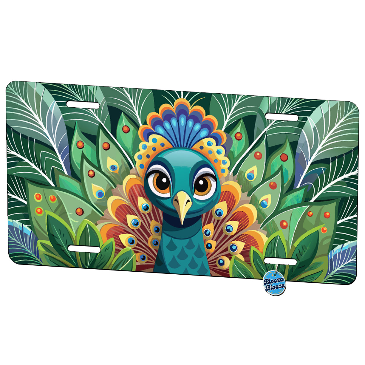 Peeking Peacock Metal Vanity Novelty Tag License Plate for Trucks Cars SUVs