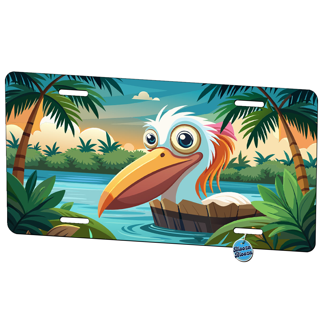 Peeking Pelican Tropical Metal Vanity Novelty Tag License Plate for Trucks Cars SUVs