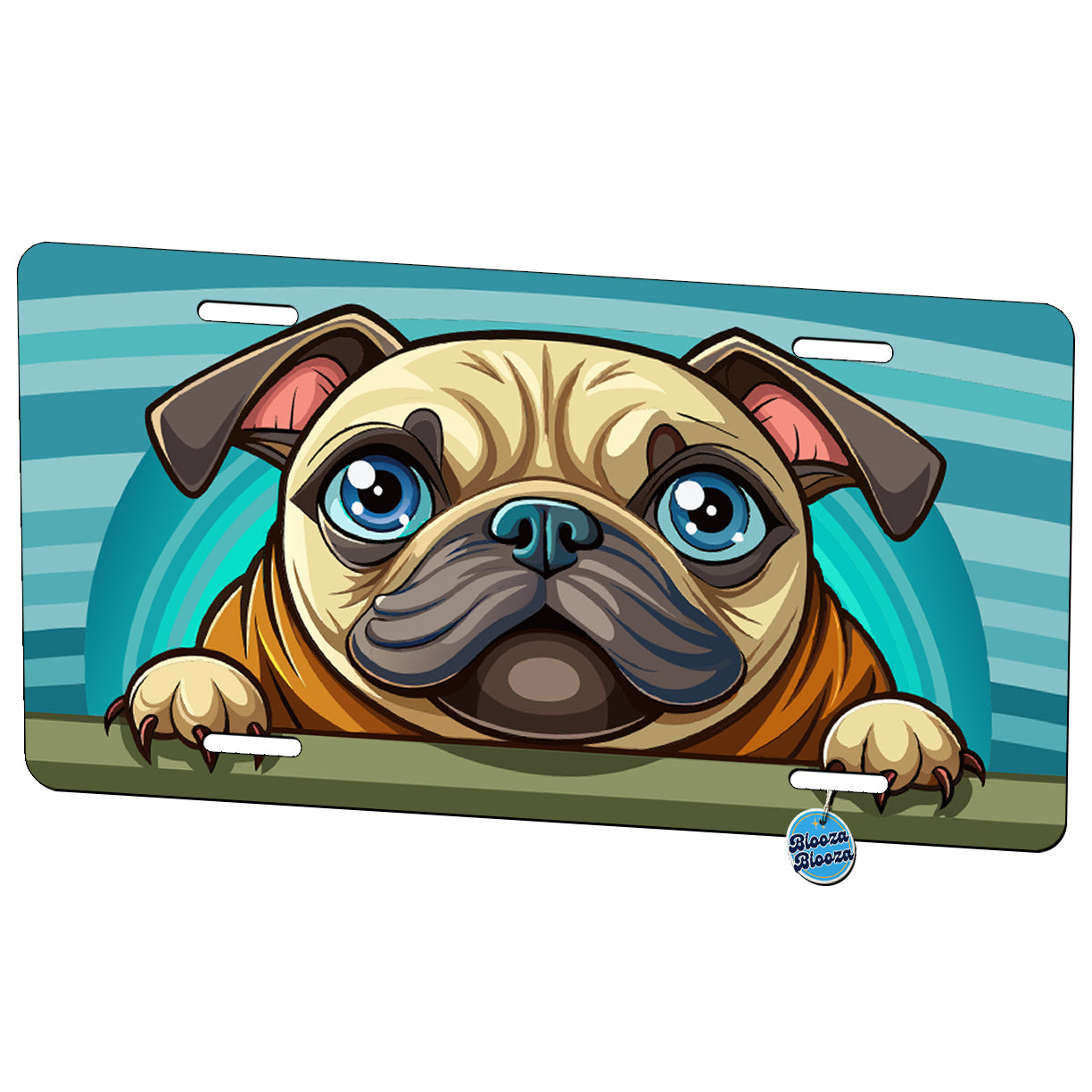 Peeking Pug Dog Metal Vanity Novelty Tag License Plate for Trucks Cars SUVs