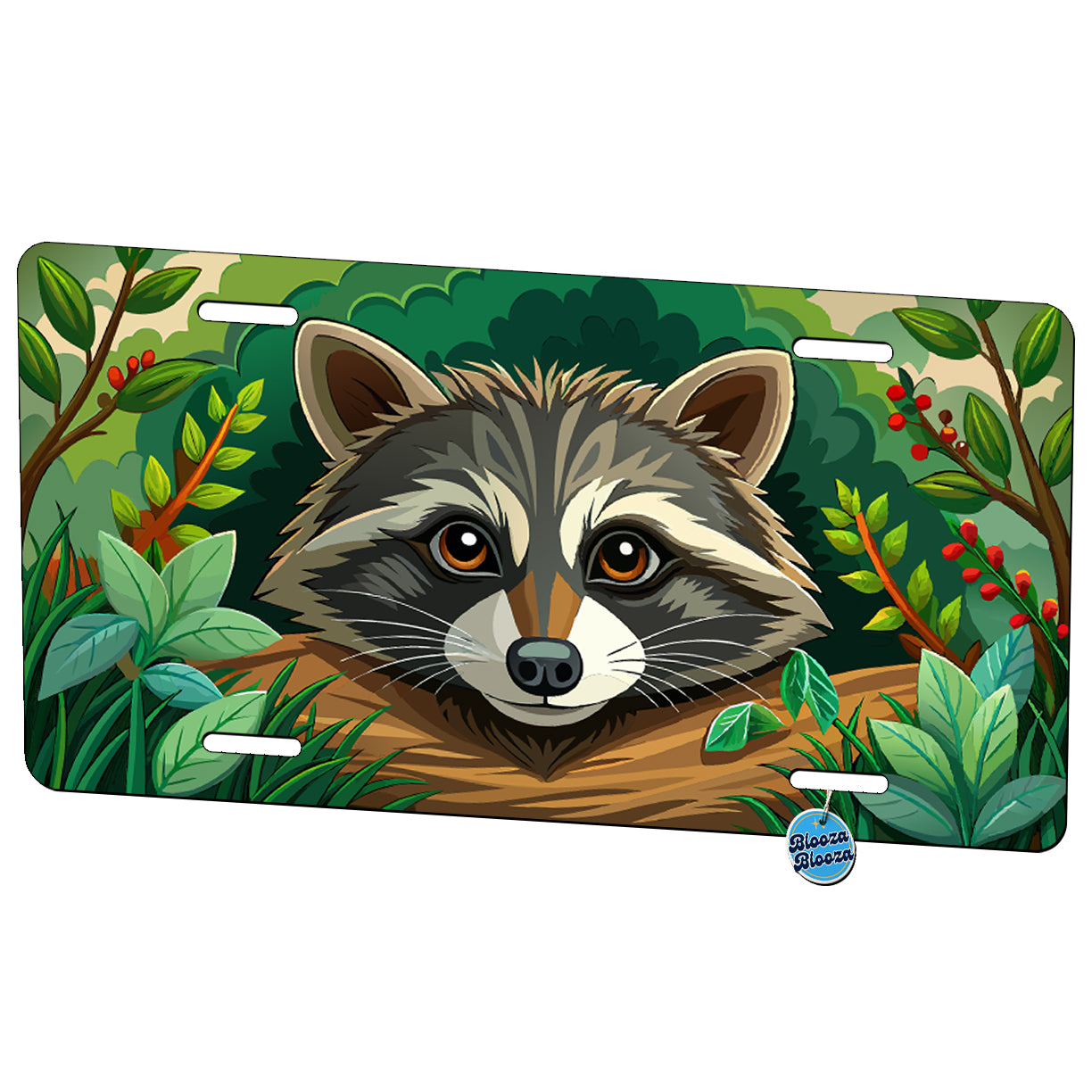 Peeking Raccoon Face Metal Vanity Novelty Tag License Plate for Trucks Cars SUVs