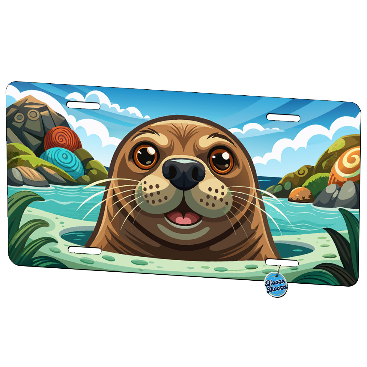 Peeking Sea Lion Metal Vanity Novelty Tag License Plate for Trucks Cars SUVs
