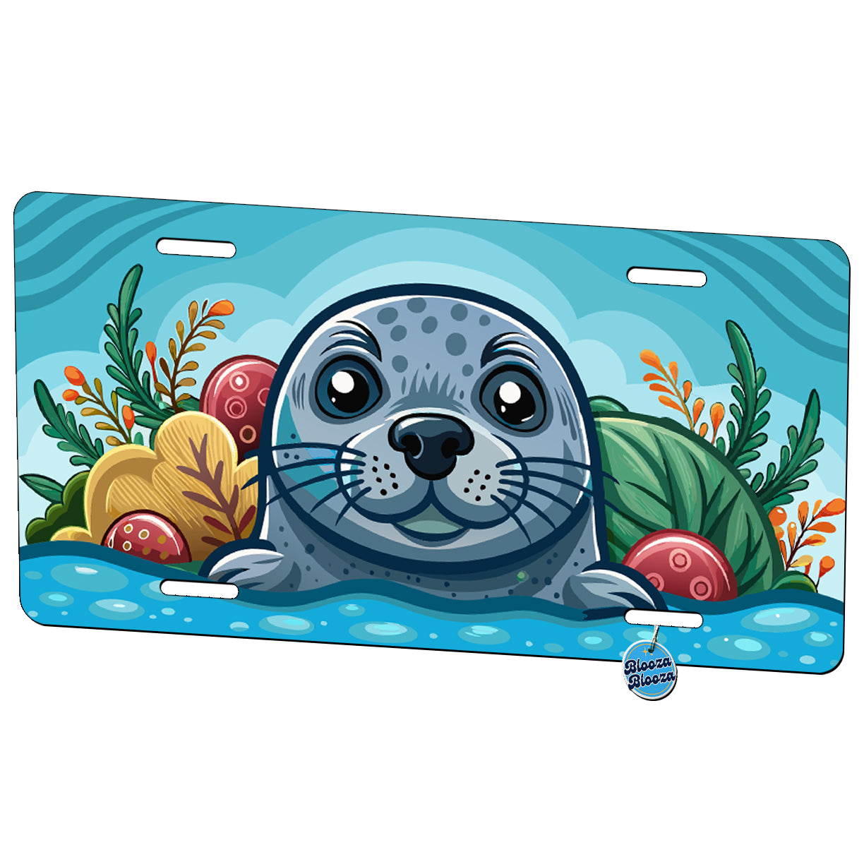 Peeking Seal Metal Vanity Novelty Tag License Plate for Trucks Cars SUVs