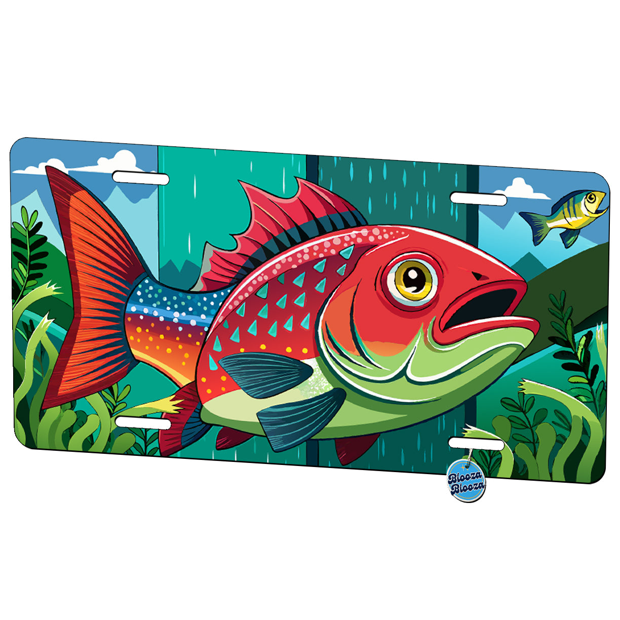 Peeking Trout Red Snapper Metal Vanity Novelty Tag License Plate for Trucks Cars SUVs