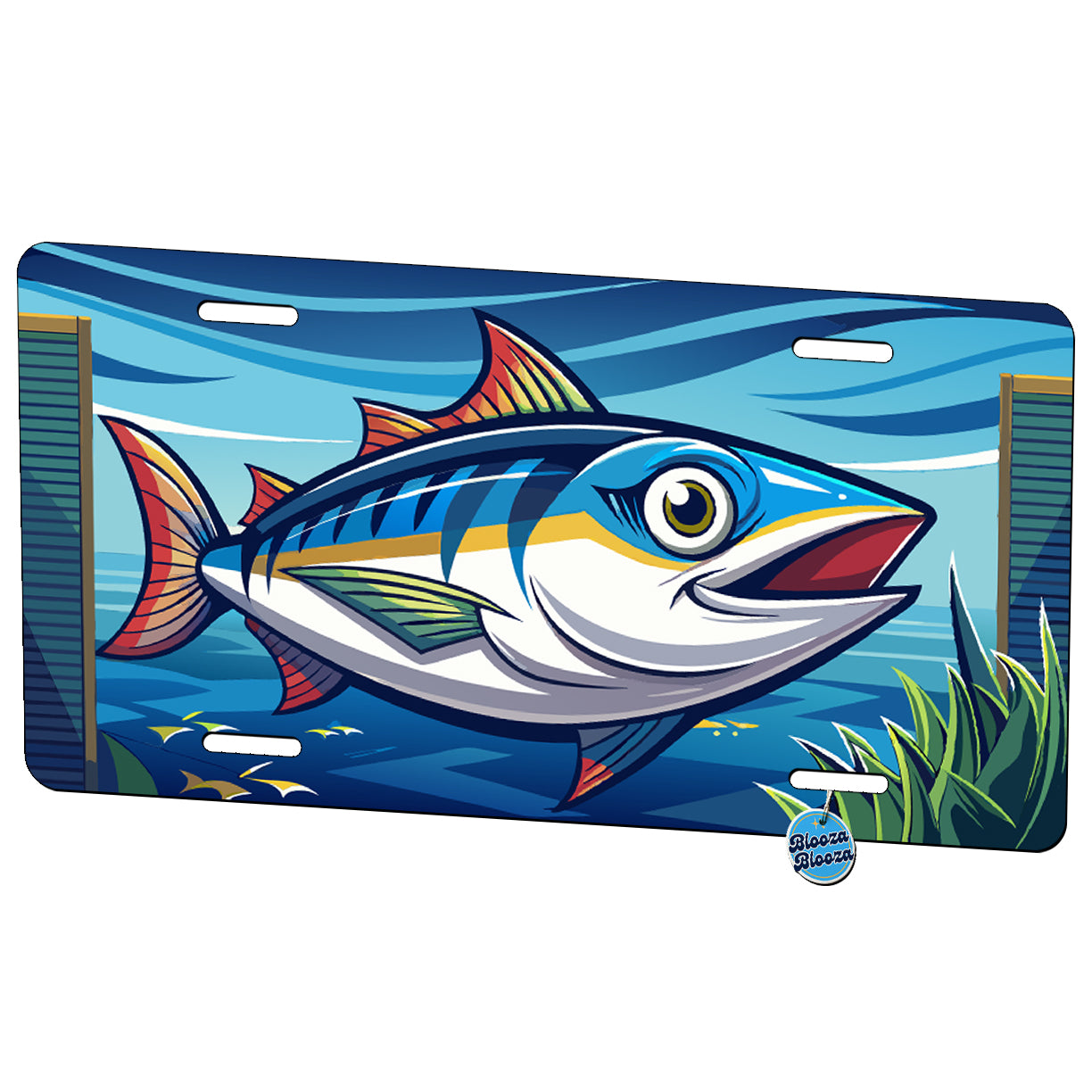 Peeking Tuna Fish Metal Vanity Novelty Tag License Plate for Trucks Cars SUVs