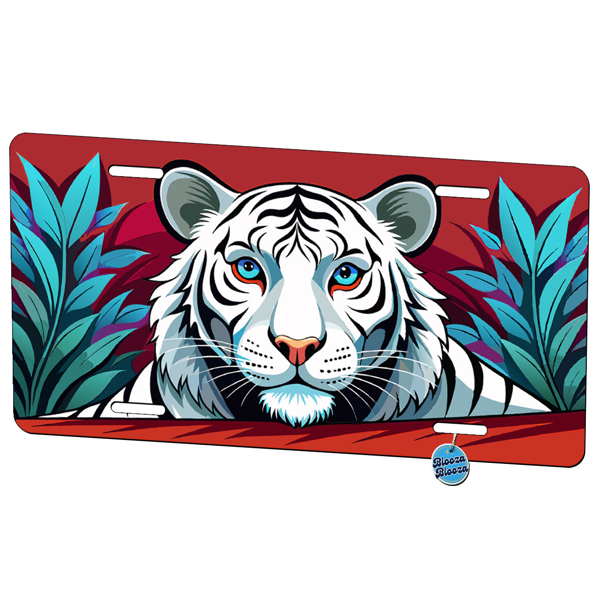 Peeking White Tiger Metal Vanity Novelty Tag License Plate for Trucks Cars SUVs