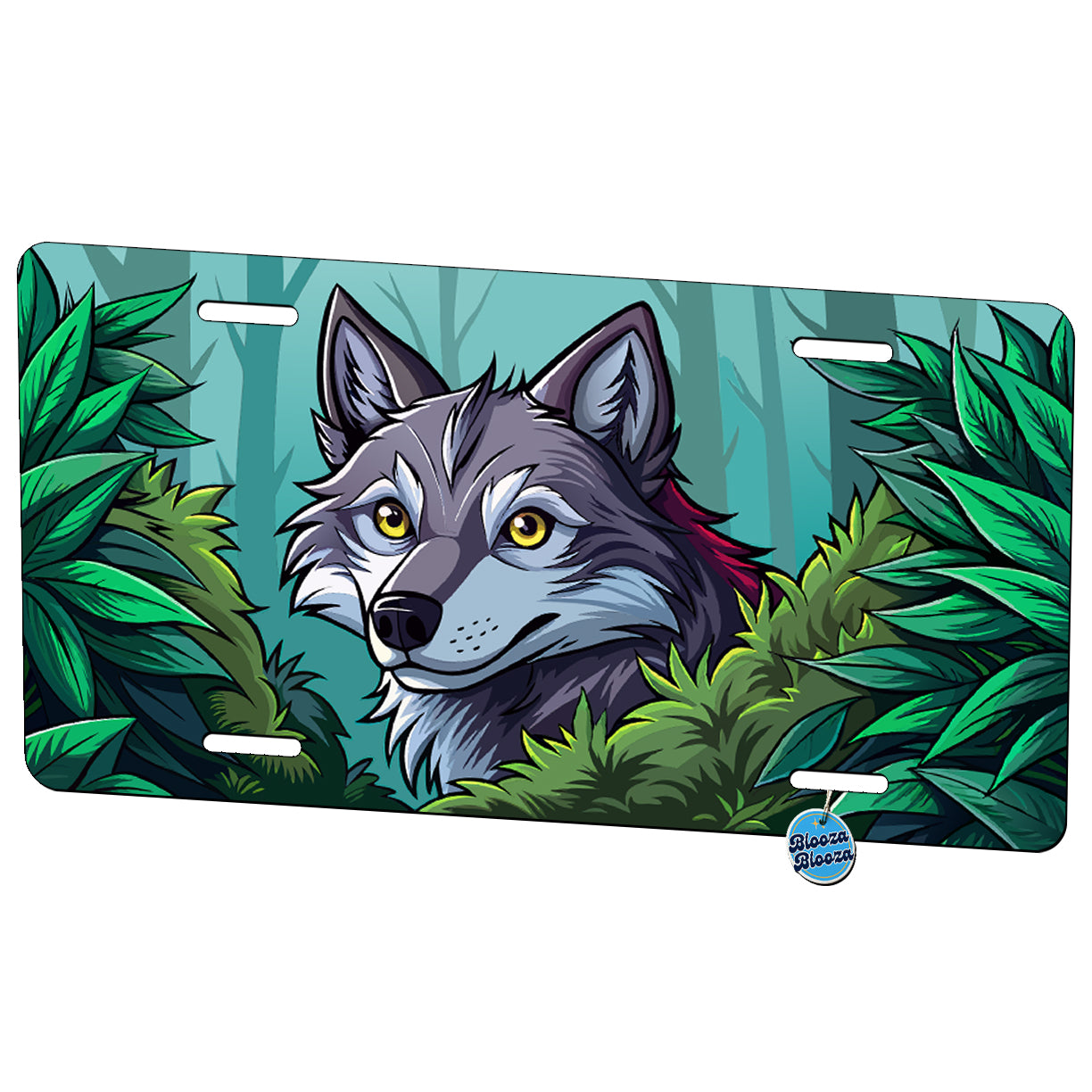 Peeking Wolf Metal Vanity Novelty Tag License Plate for Trucks Cars SUVs