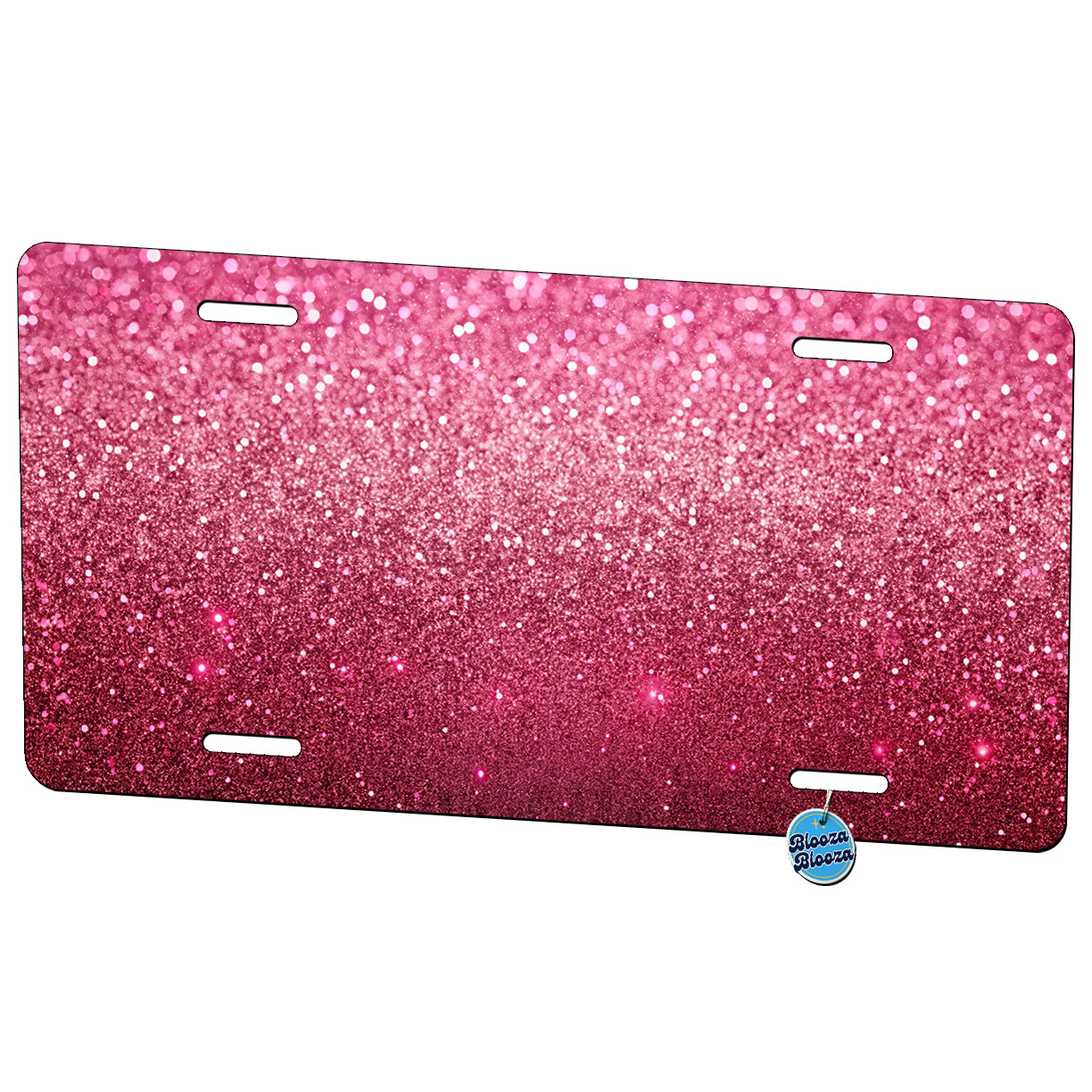 Pink Faux Glitter Background Metal Vanity Novelty Tag License Plate for Trucks Cars SUVs