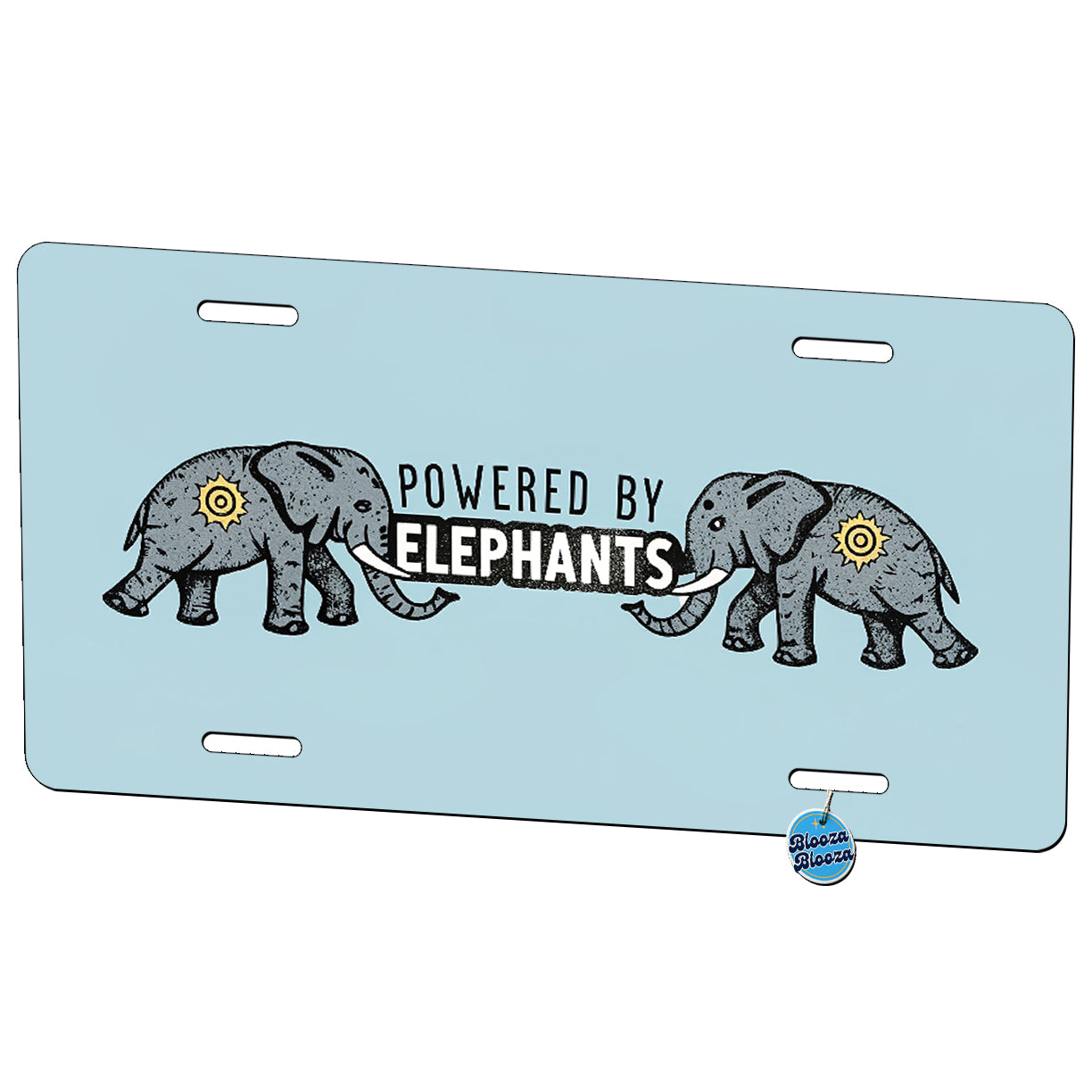 Powered By Elephants Metal Vanity Novelty Tag License Plate for Trucks Cars SUVs