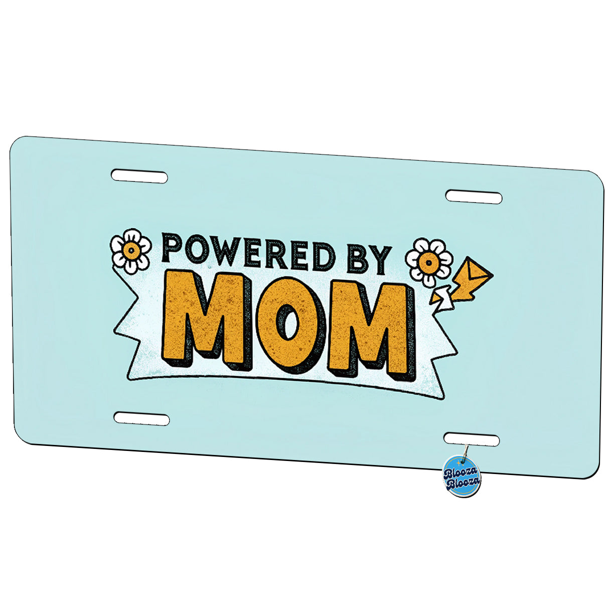 Powered By Mom Metal Vanity Novelty Tag License Plate for Trucks Cars SUVs
