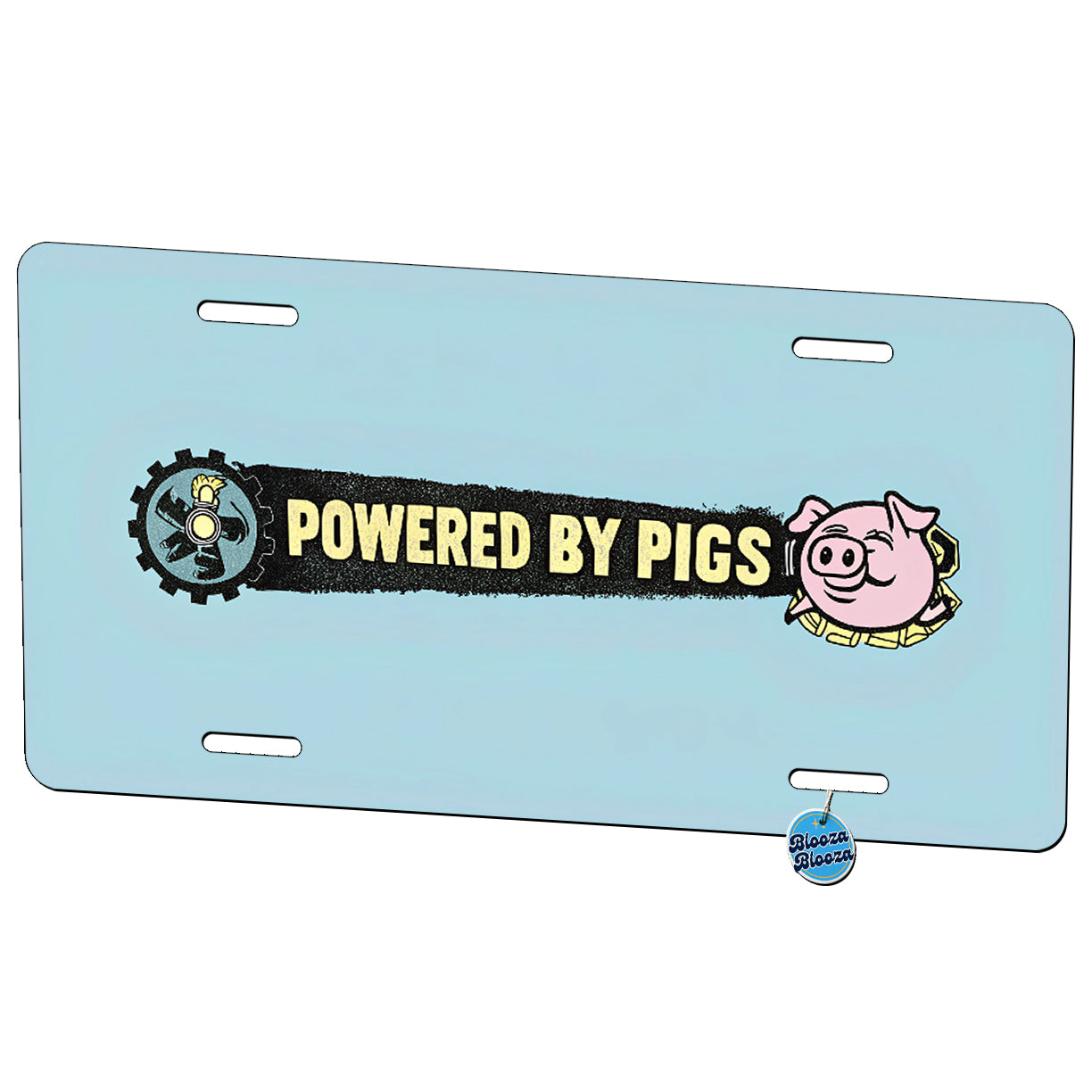 Powered By Pigs Metal Vanity Novelty Tag License Plate for Trucks Cars SUVs
