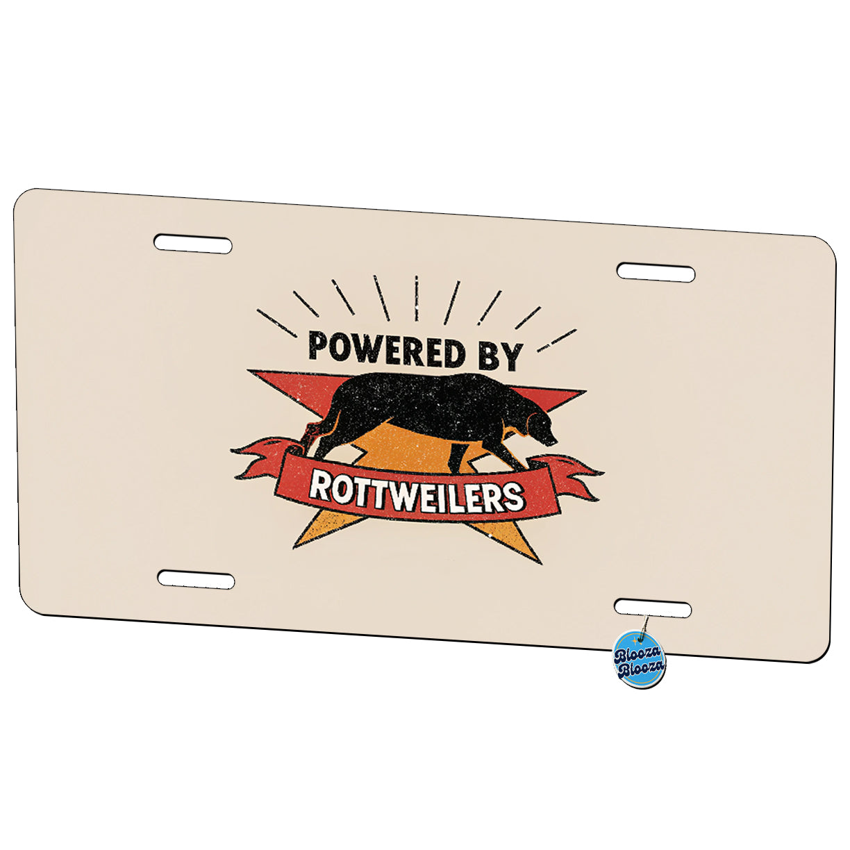 Powered By Rottweilers Dogs Metal Vanity Novelty Tag License Plate for Trucks Cars SUVs