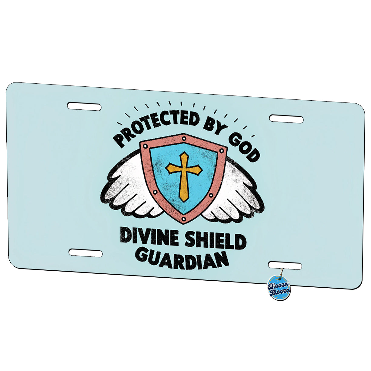 Protected By God Metal Vanity Novelty Tag License Plate for Trucks Cars SUVs