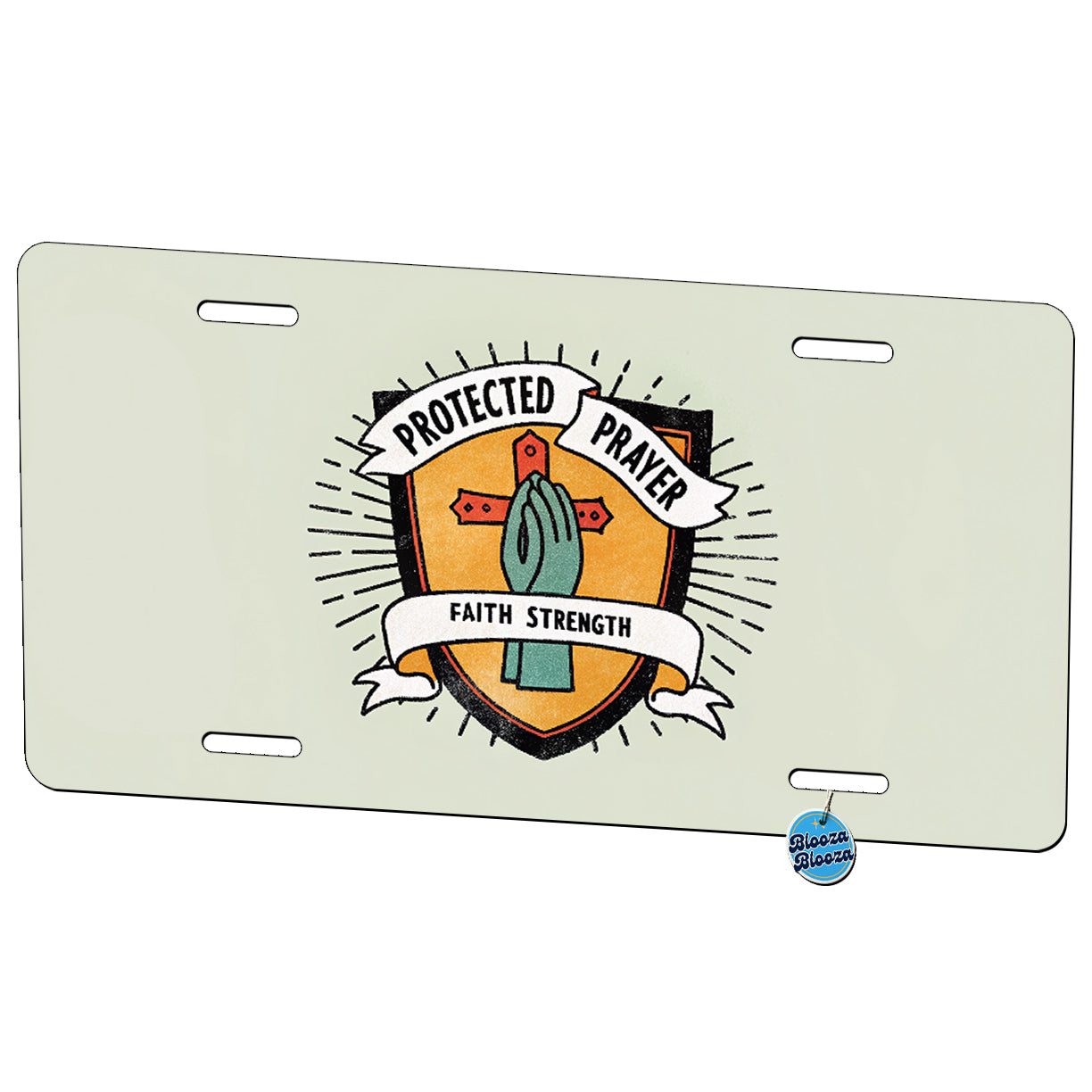 Protected By Prayer Metal Vanity Novelty Tag License Plate for Trucks Cars SUVs