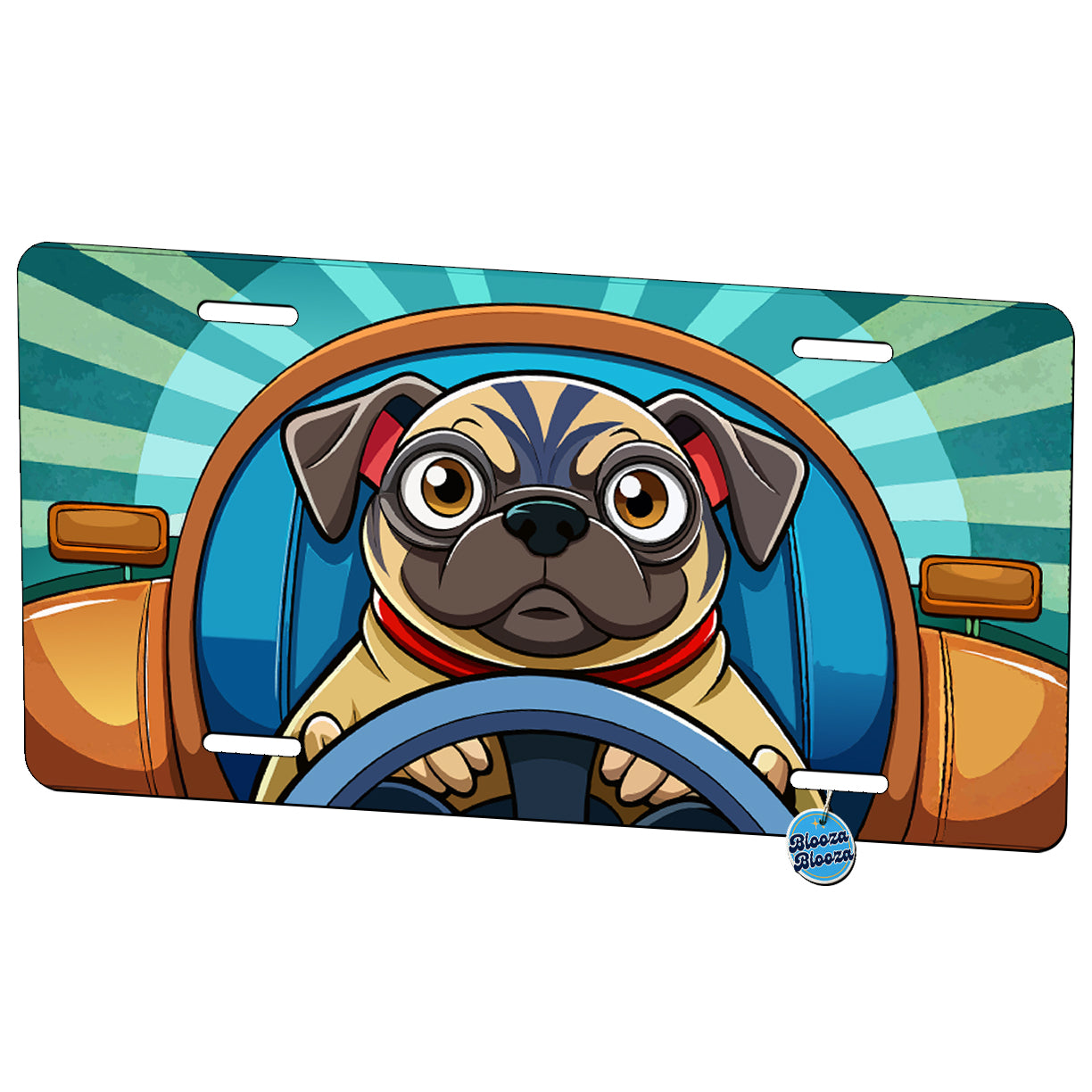 Pug Driving Metal Vanity Novelty Tag License Plate for Trucks Cars SUVs