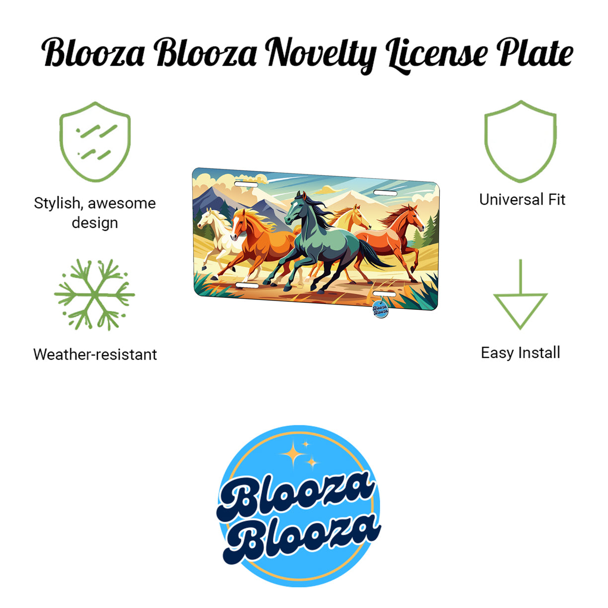 Running Wild Horses Metal Vanity Novelty Tag License Plate for Trucks Cars SUVs
