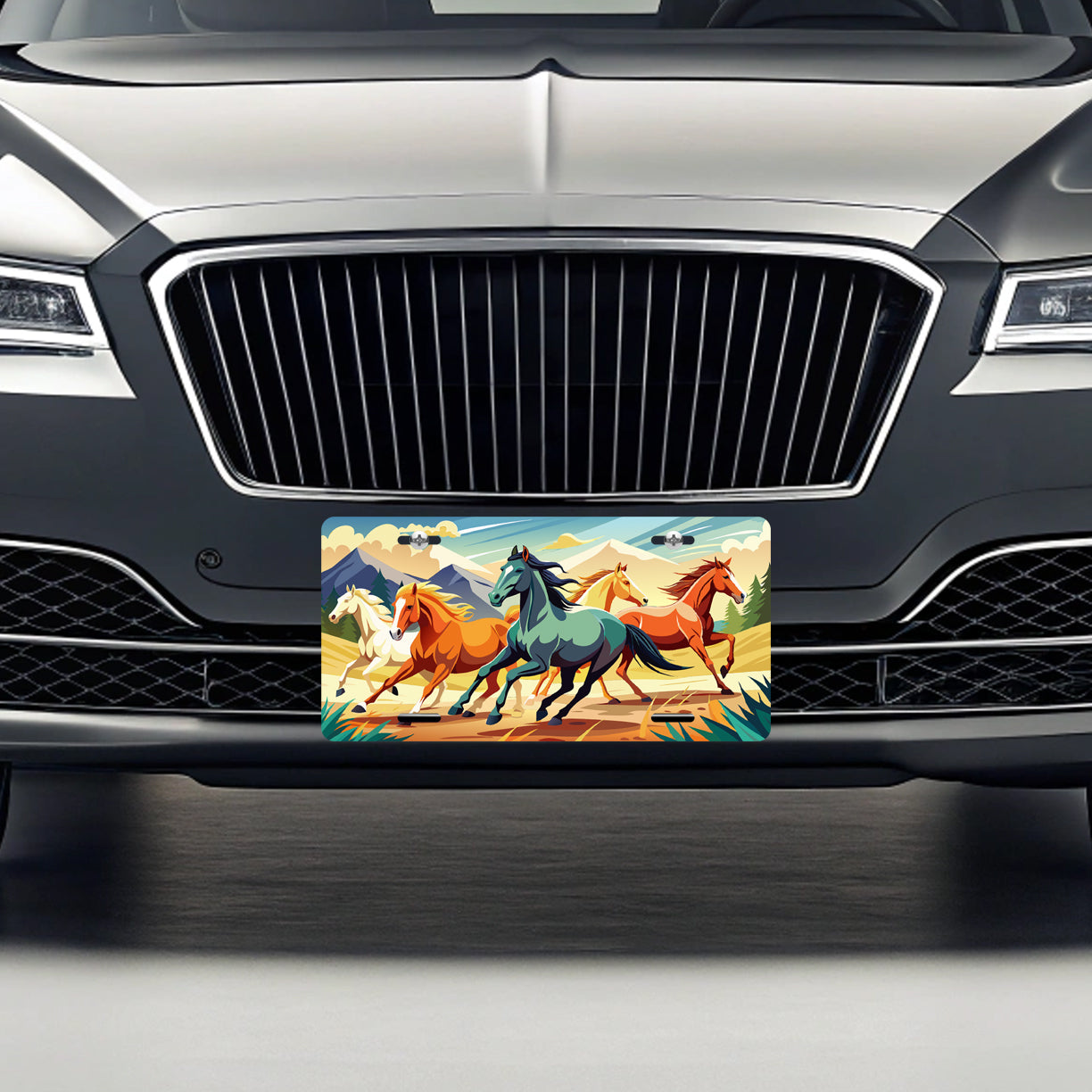 Running Wild Horses Metal Vanity Novelty Tag License Plate for Trucks Cars SUVs
