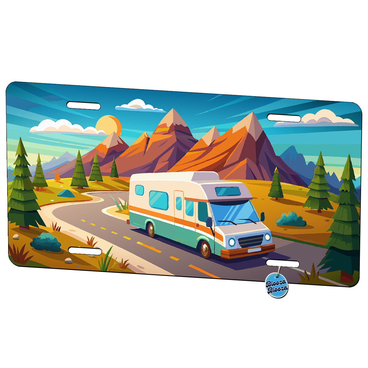 RV Camper On The Road Metal Vanity Novelty Tag License Plate for Trucks Cars SUVs