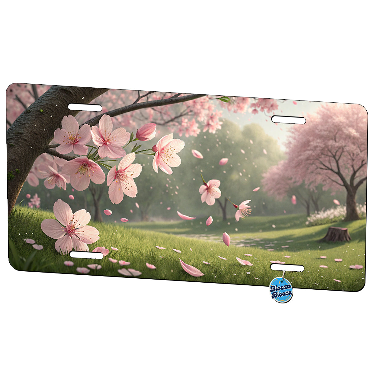 Scattered Cherry Blossoms Metal Vanity Novelty Tag License Plate for Trucks Cars SUVs