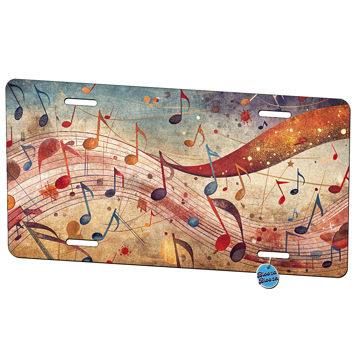 Scattered Music Musical Notes Metal Vanity Novelty Tag License Plate for Trucks Cars SUVs