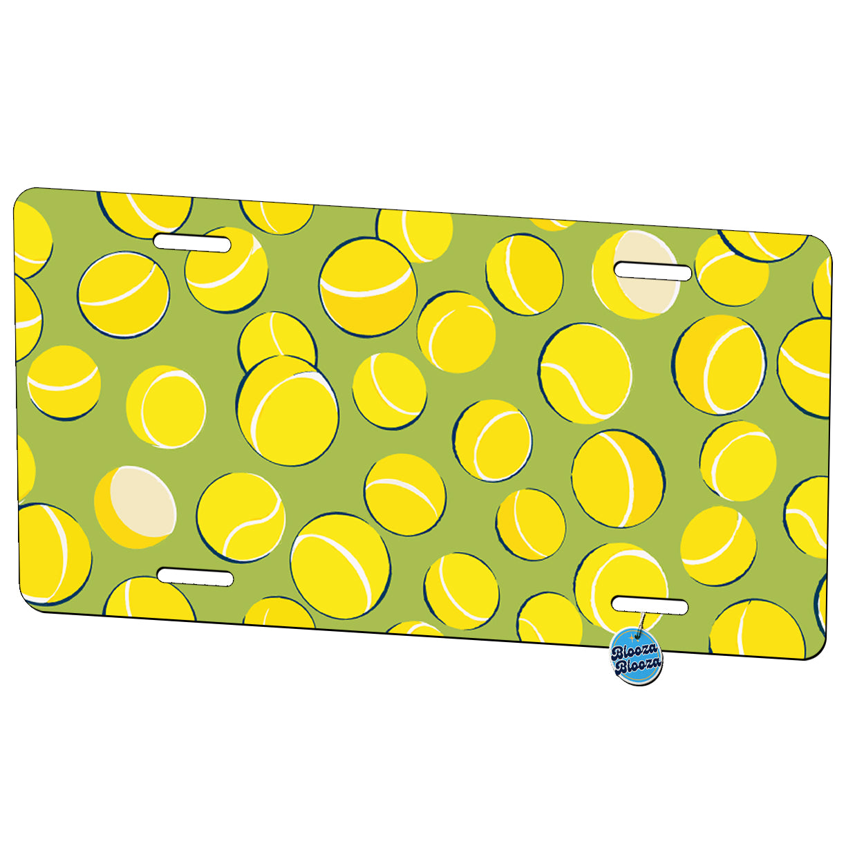 Scattered Simple Yellow Tennis Balls Pattern Metal Vanity Novelty Tag License Plate for Trucks Cars SUVs