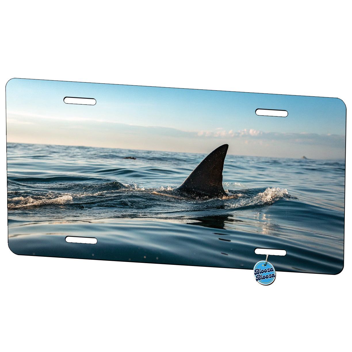 Shark Fin In Ocean Sea Metal Vanity Novelty Tag License Plate for Trucks Cars SUVs