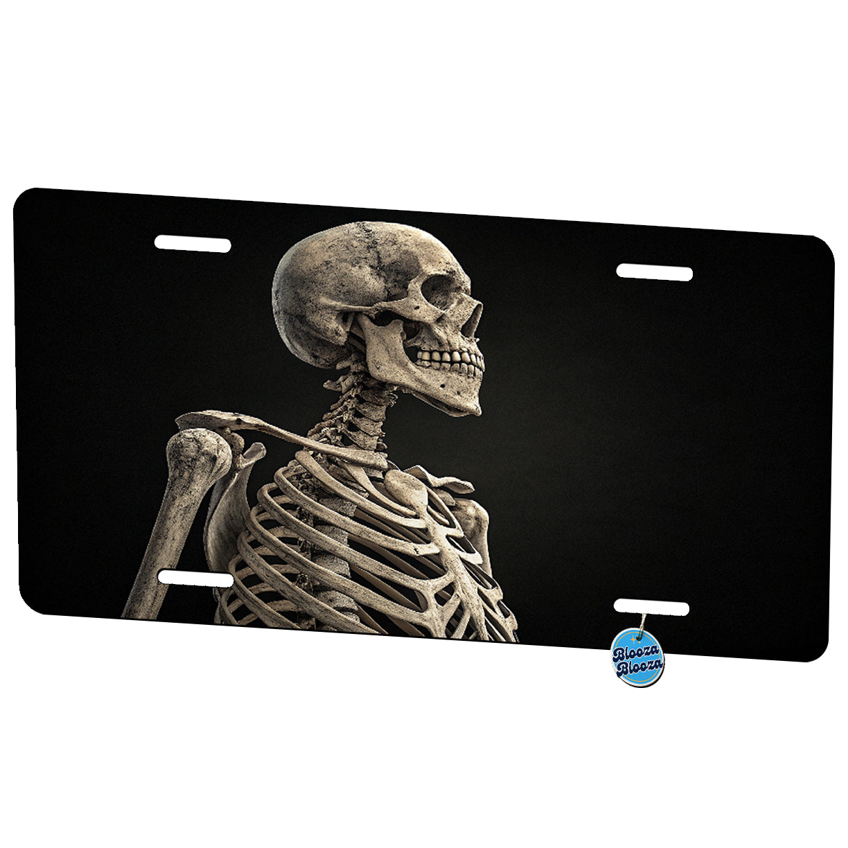 Skeleton On Black Background Metal Vanity Novelty Tag License Plate for Trucks Cars SUVs