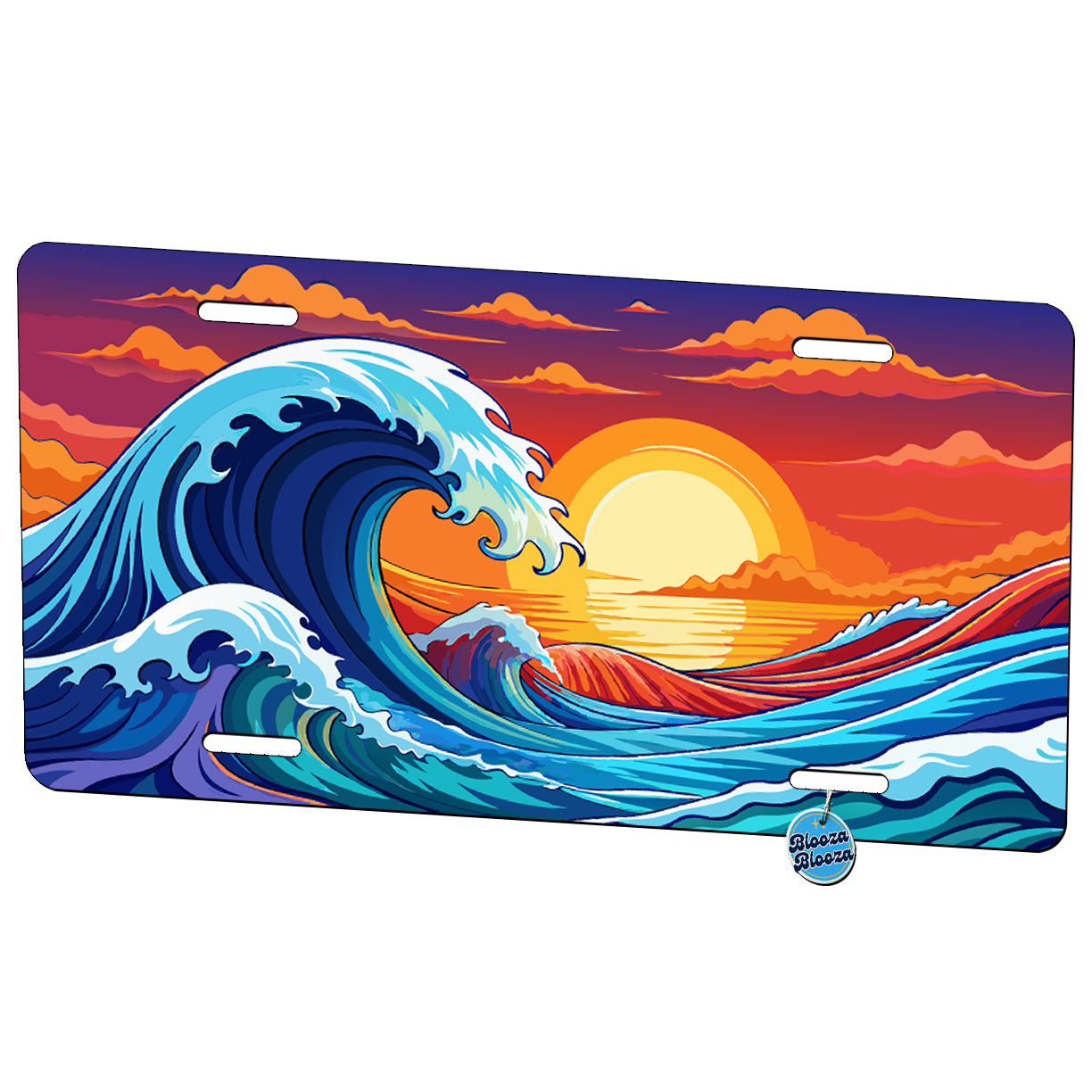 Wave At Sunset Beautiful Metal Vanity Novelty Tag License Plate for Trucks Cars SUVs