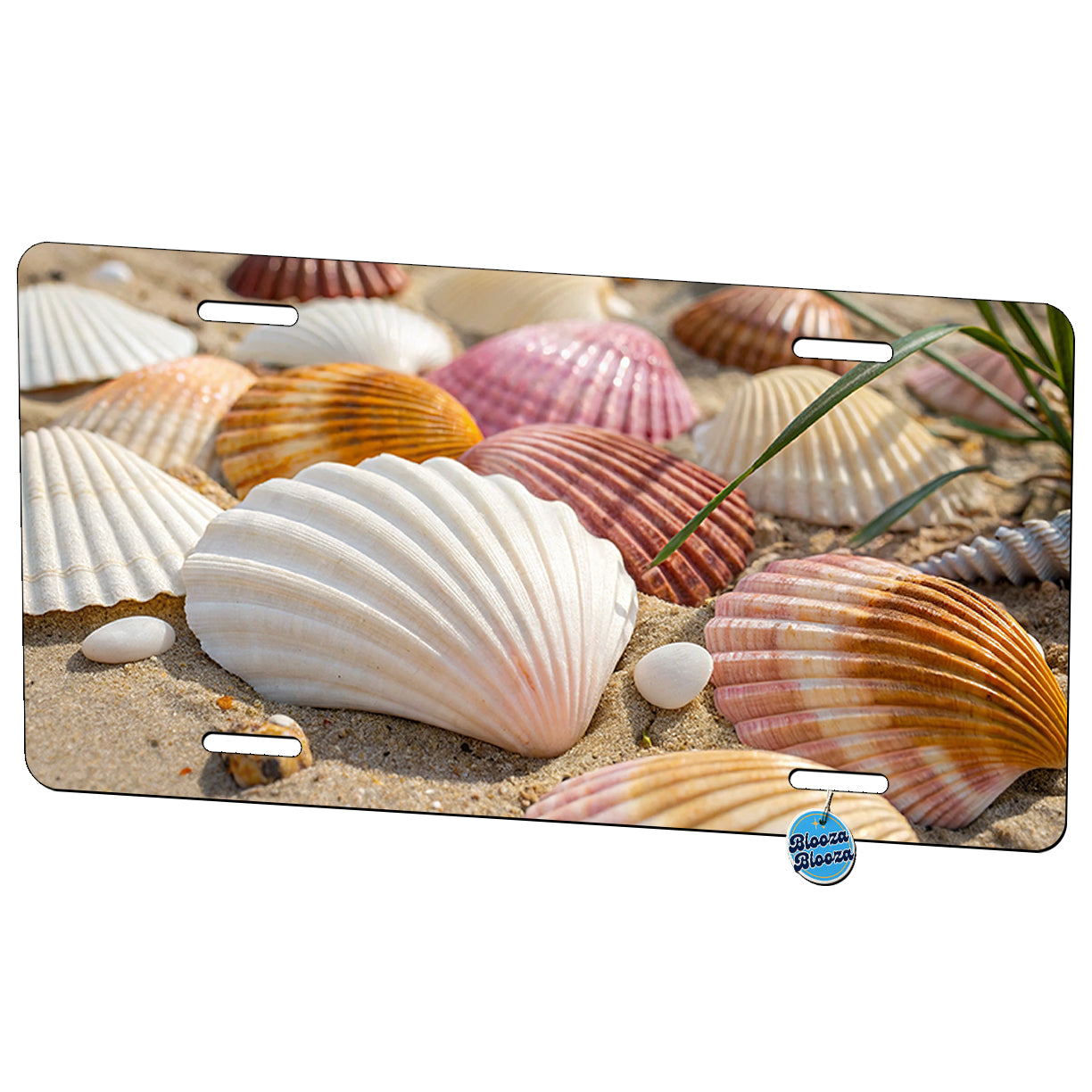 Beautiful Sea Shells Sand Beach Metal Vanity Novelty Tag License Plate for Trucks Cars SUVs