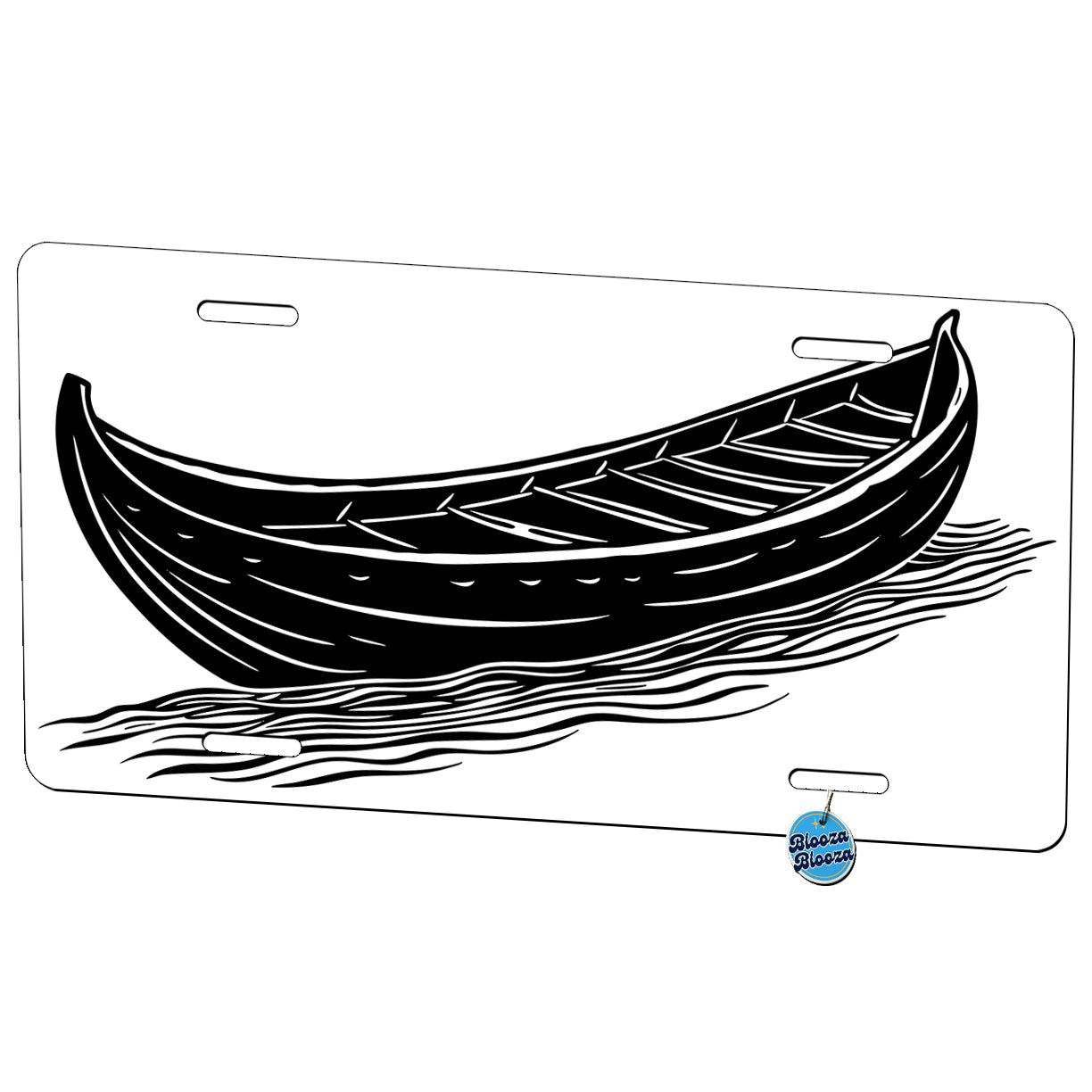 Canoe Black White Metal Vanity Novelty Tag License Plate for Trucks Cars SUVs