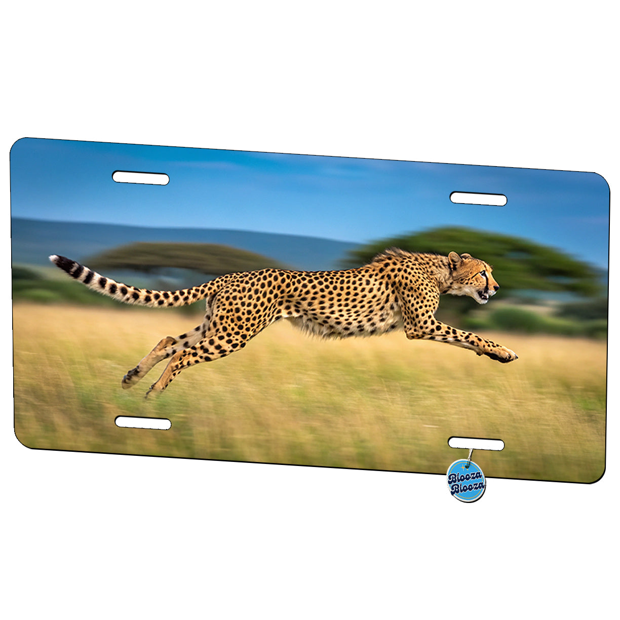 Cheetah Running Fast Metal Vanity Novelty Tag License Plate for Trucks Cars SUVs