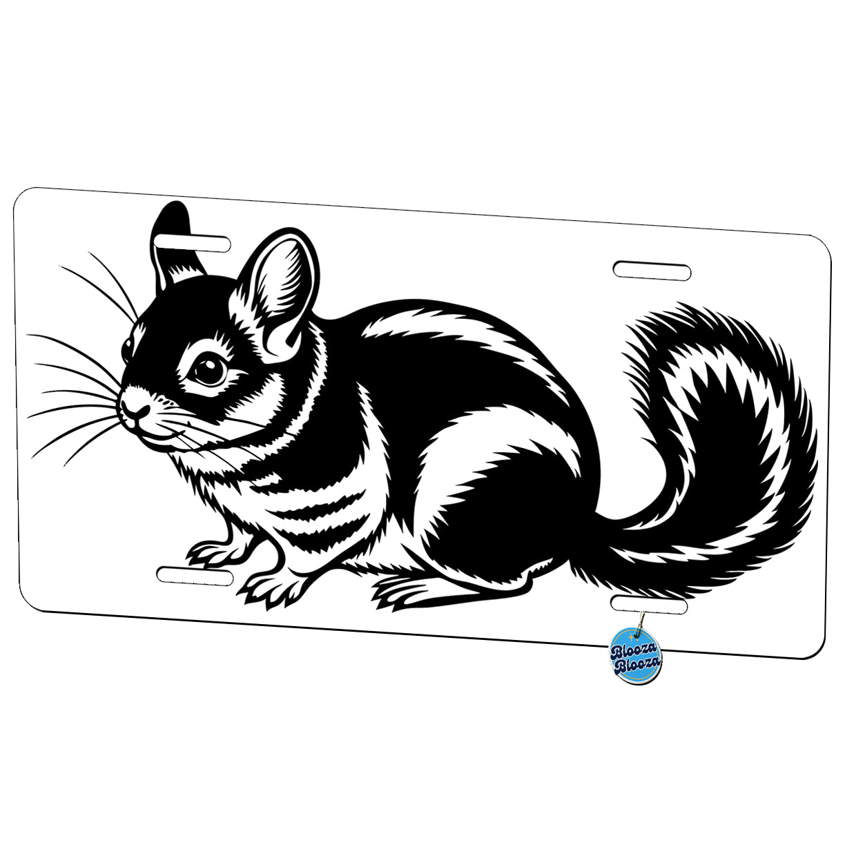 Chinchilla Black White Metal Vanity Novelty Tag License Plate for Trucks Cars SUVs