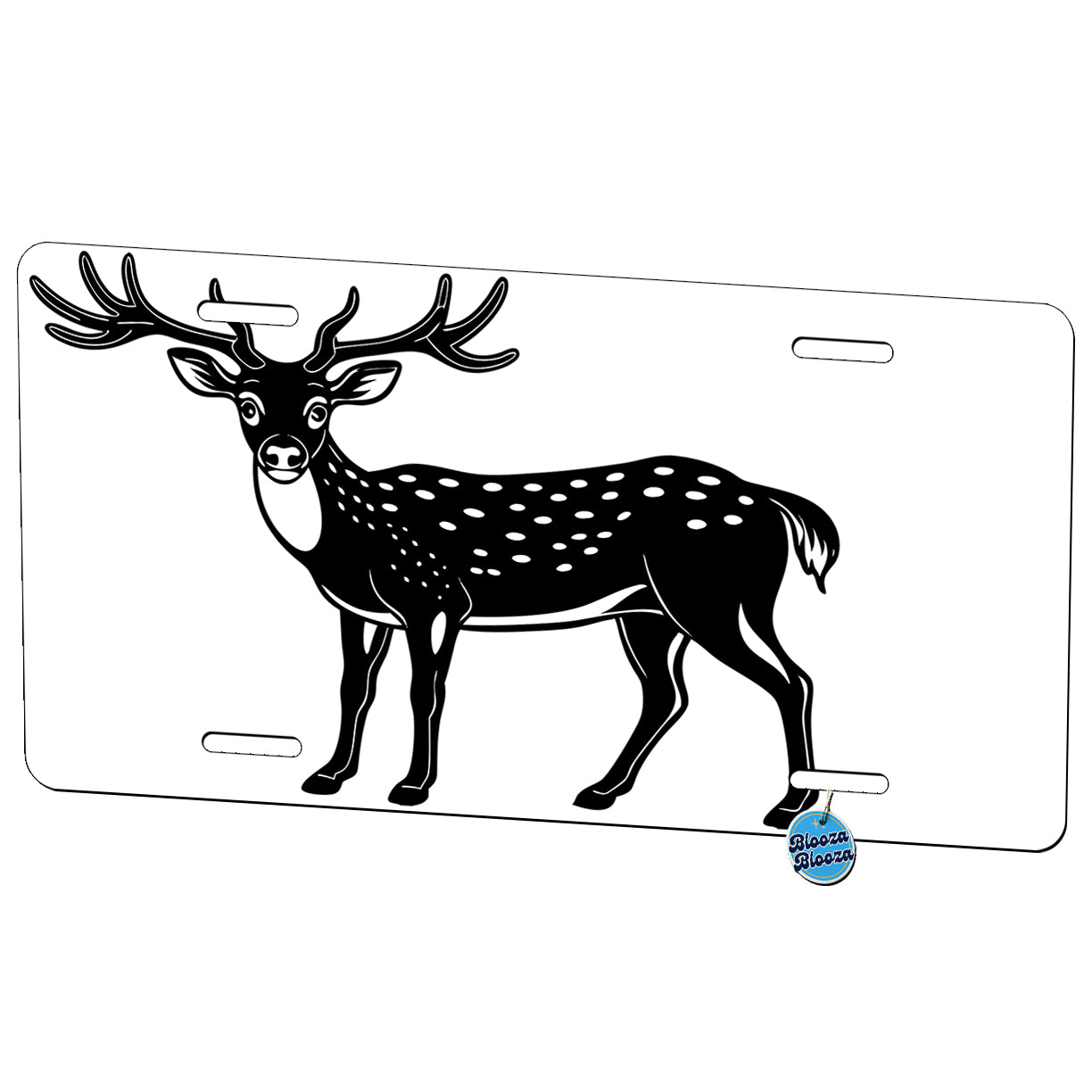 Deer Black White Metal Vanity Novelty Tag License Plate for Trucks Cars SUVs