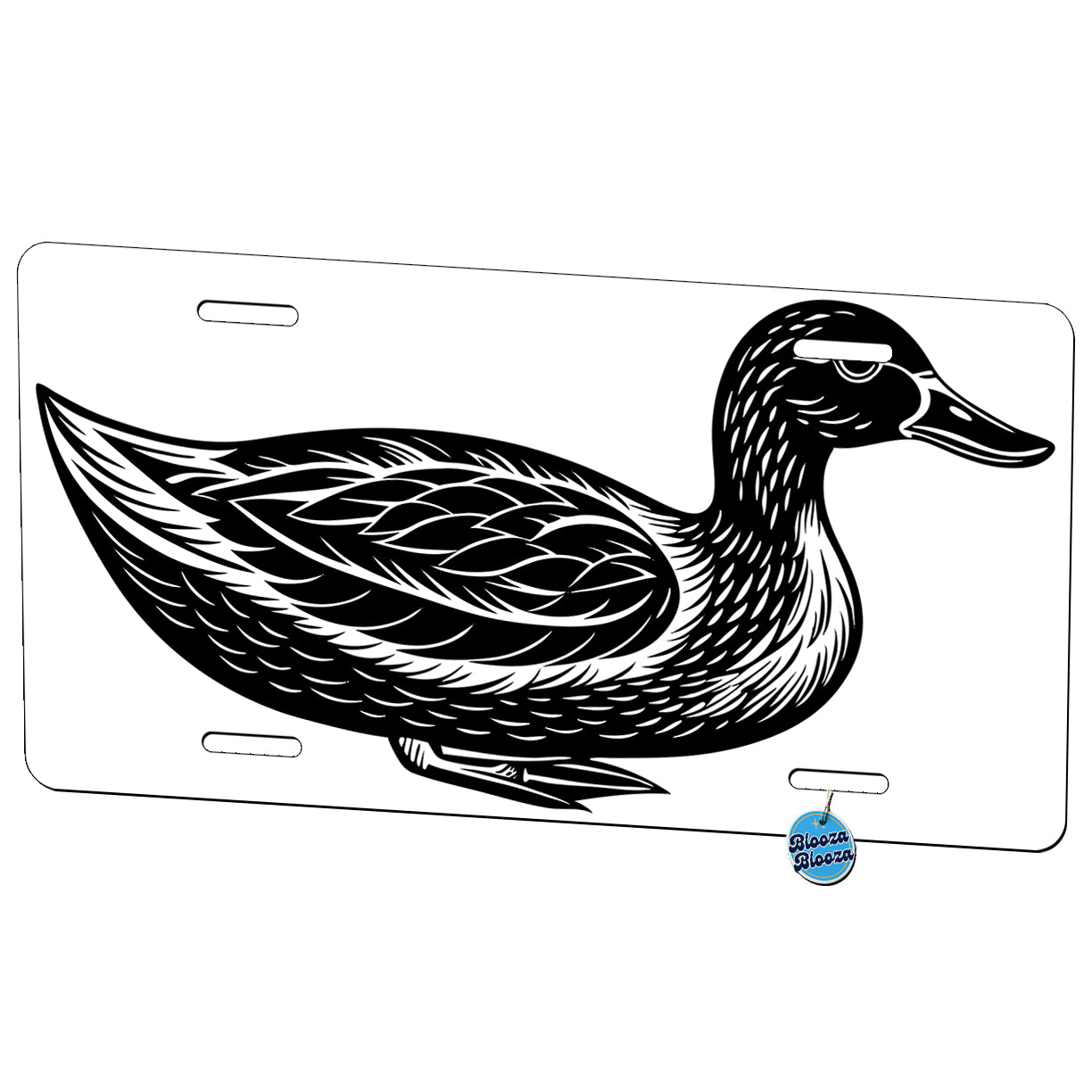 Duck Black White Metal Vanity Novelty Tag License Plate for Trucks Cars SUVs