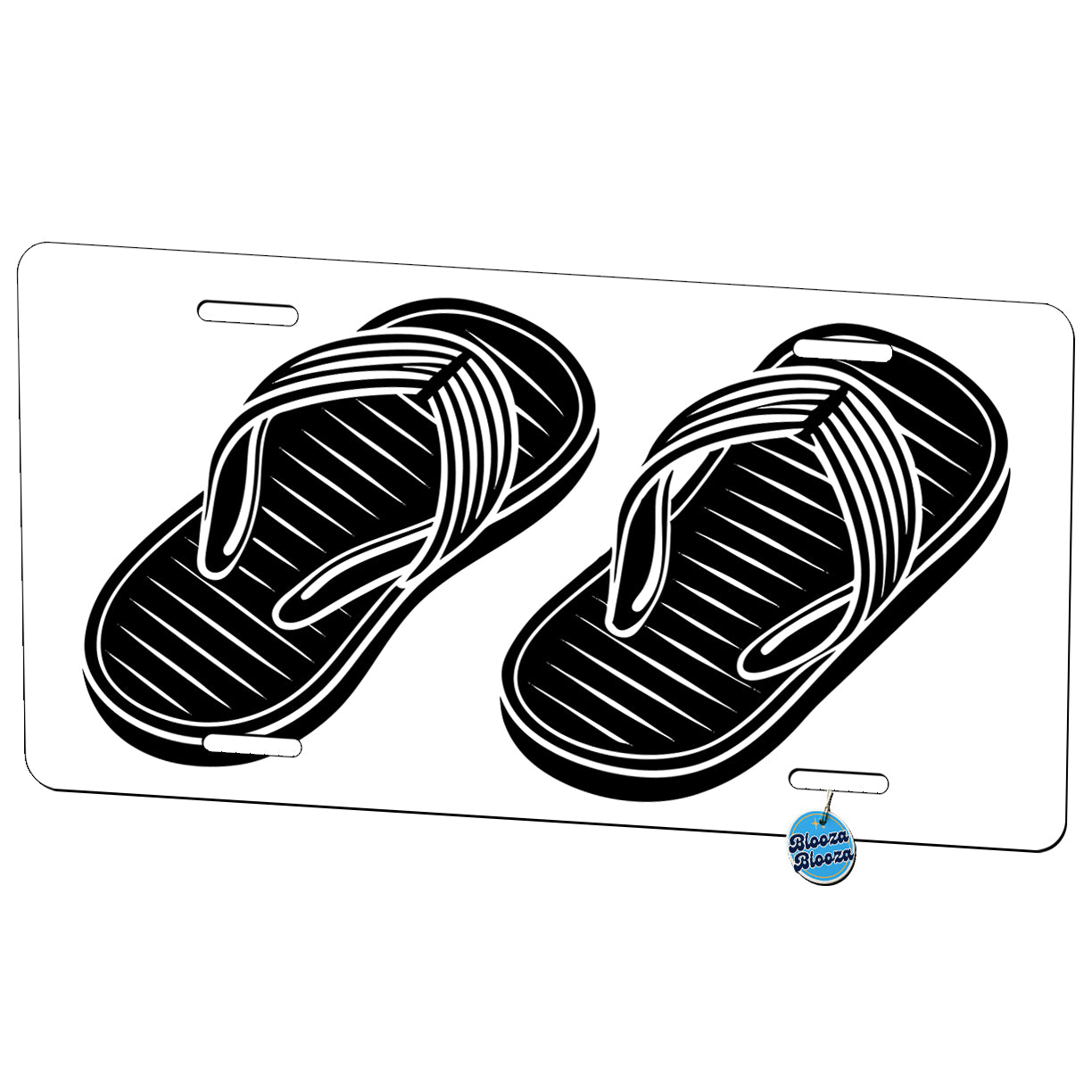 Flip Flops Black White Metal Vanity Novelty Tag License Plate for Trucks Cars SUVs