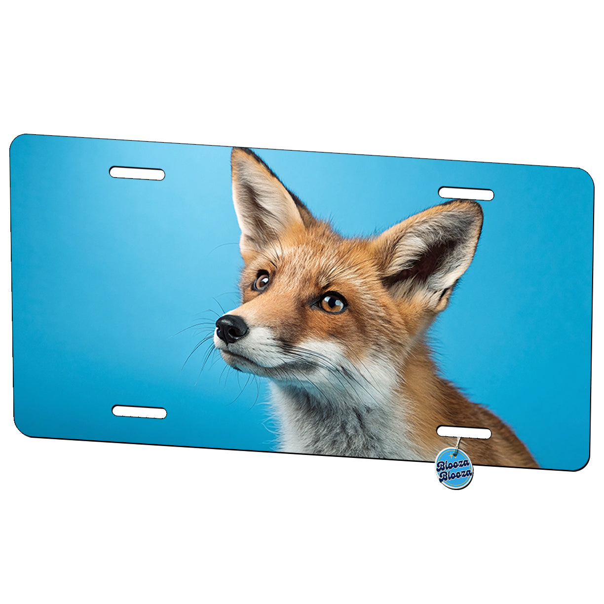Fox Face Blue Background Metal Vanity Novelty Tag License Plate for Trucks Cars SUVs