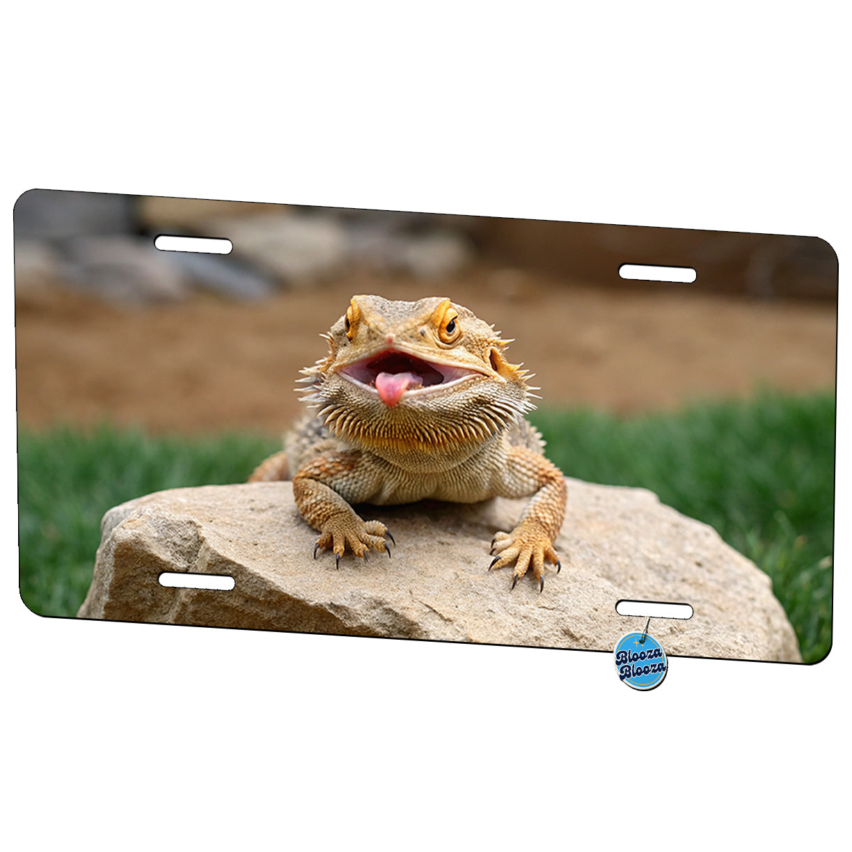 Funny Bearded Dragon With Tongue Out Metal Vanity Novelty Tag License Plate for Trucks Cars SUVs