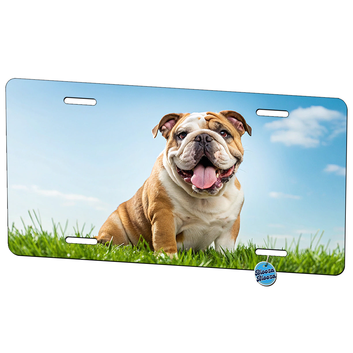 Funny Bulldog With Tongue Out Metal Vanity Novelty Tag License Plate for Trucks Cars SUVs