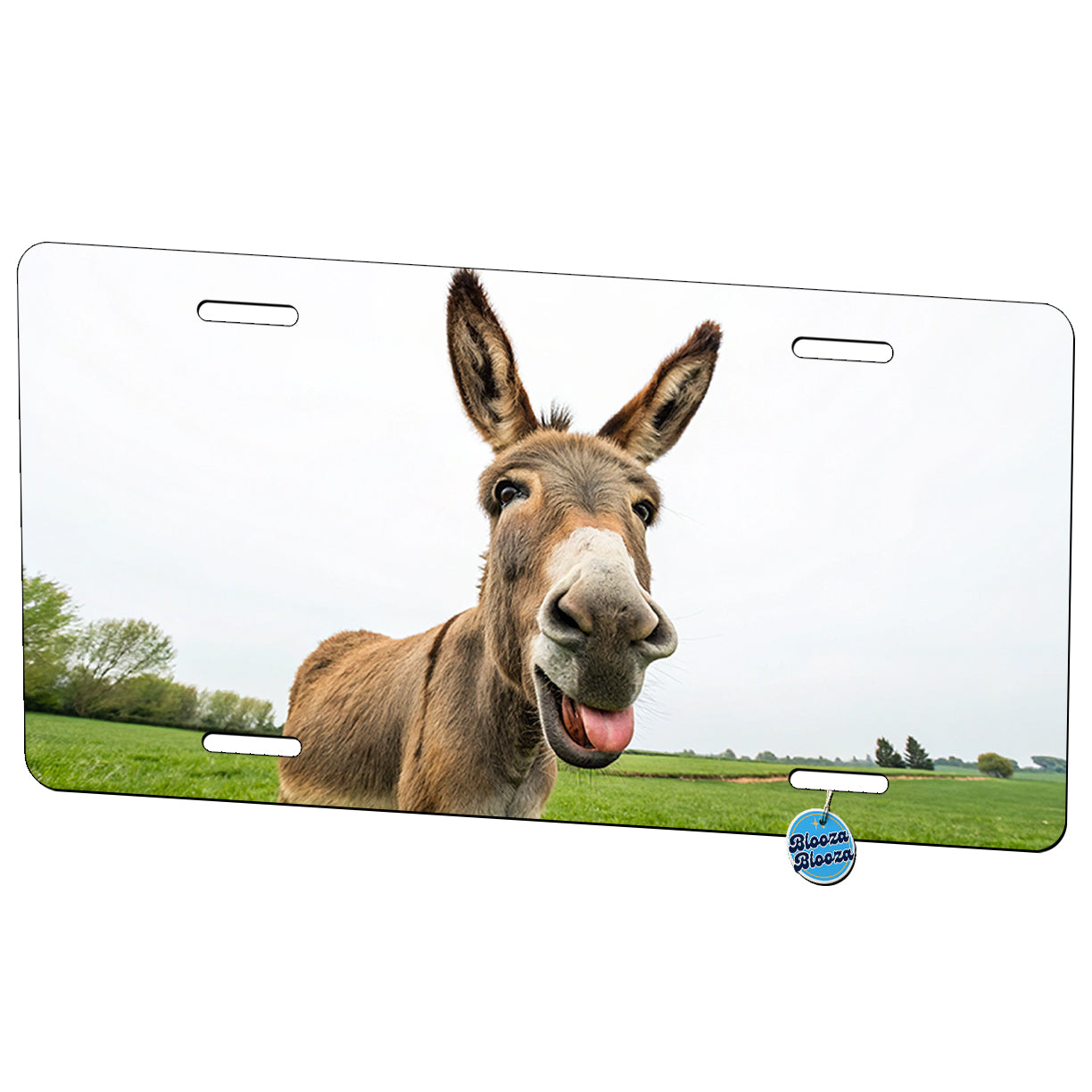 Funny Donkey With Tongue Out Metal Vanity Novelty Tag License Plate for Trucks Cars SUVs