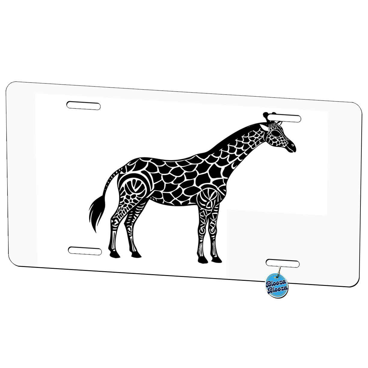 Giraffe Black White Metal Vanity Novelty Tag License Plate for Trucks Cars SUVs