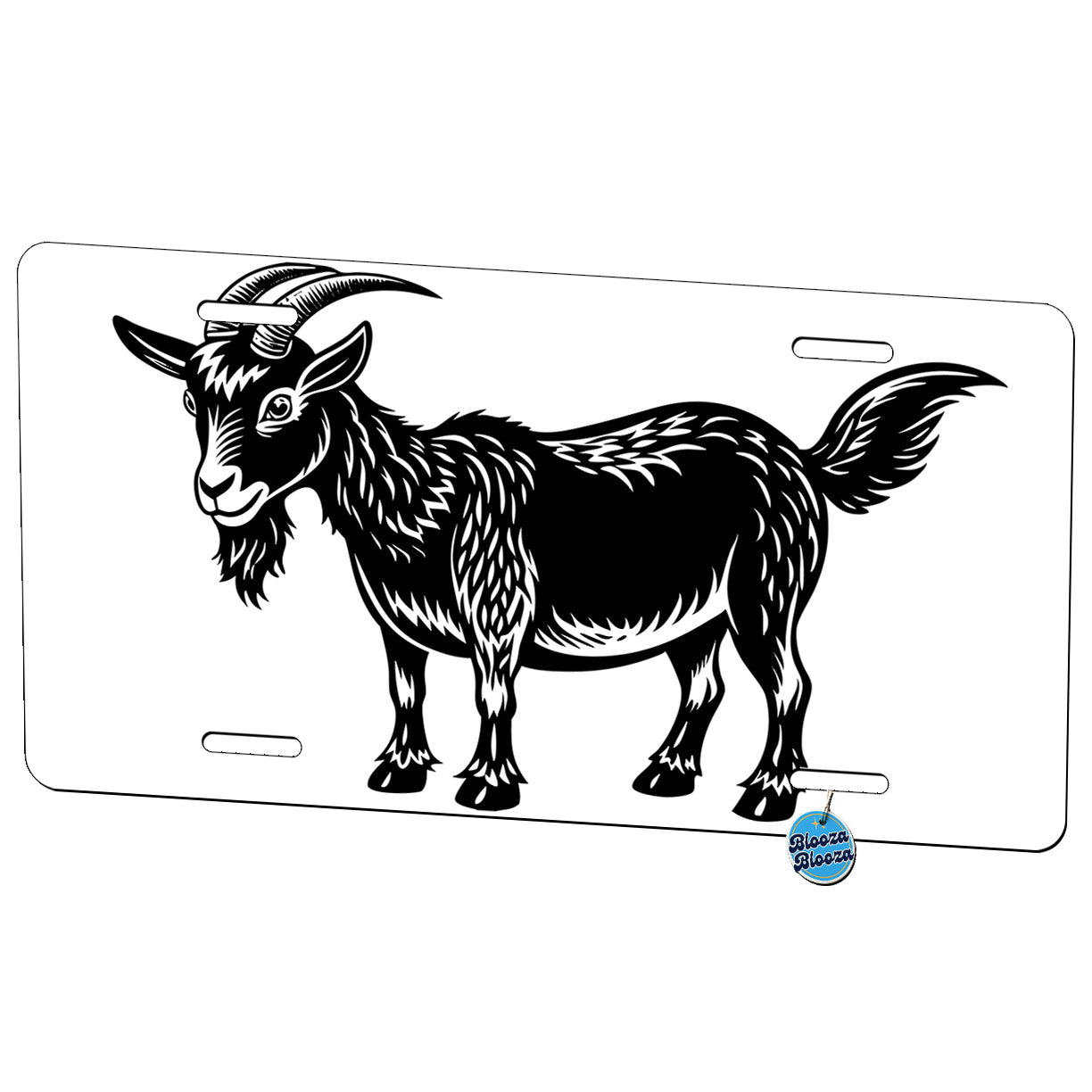 Goat Black White Metal Vanity Novelty Tag License Plate for Trucks Cars SUVs