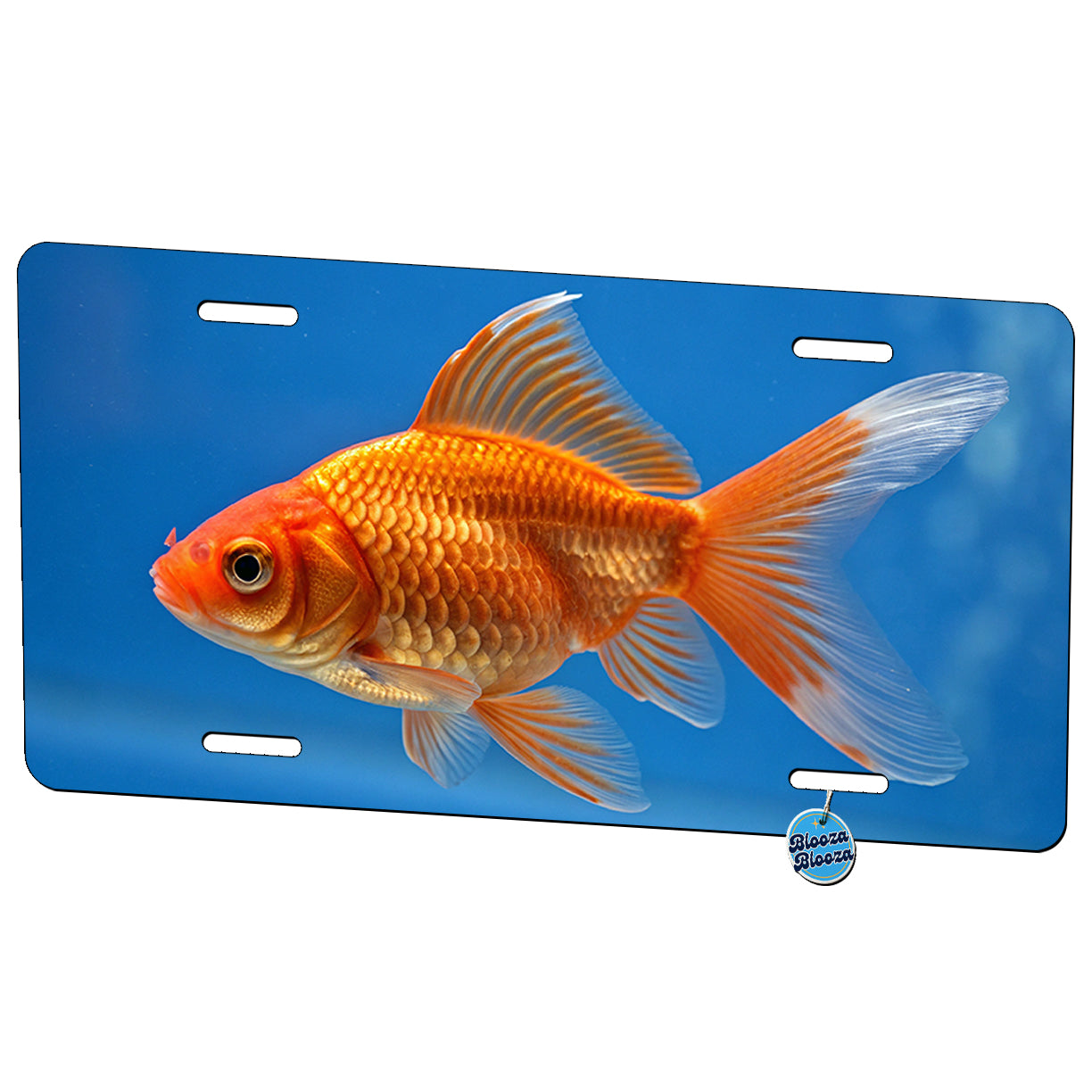 Goldfish Blue Background Metal Vanity Novelty Tag License Plate for Trucks Cars SUVs