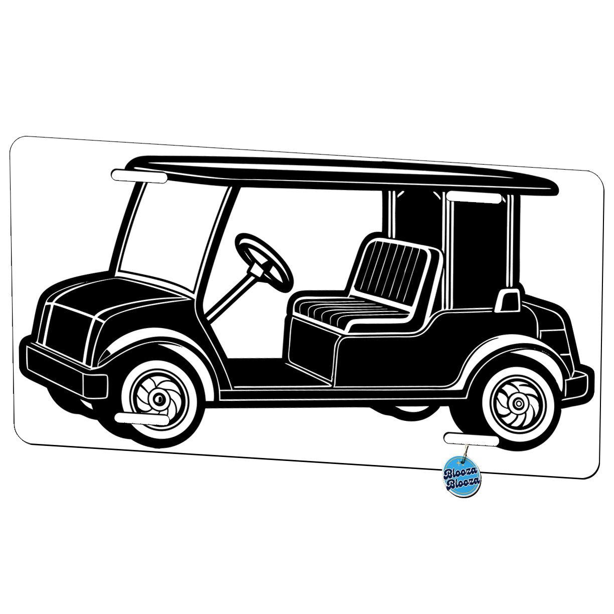 Golf Cart Black White Metal Vanity Novelty Tag License Plate for Trucks Cars SUVs