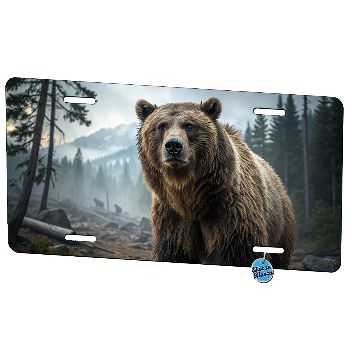 Grizzly Bear In Nature Metal Vanity Novelty Tag License Plate for Trucks Cars SUVs
