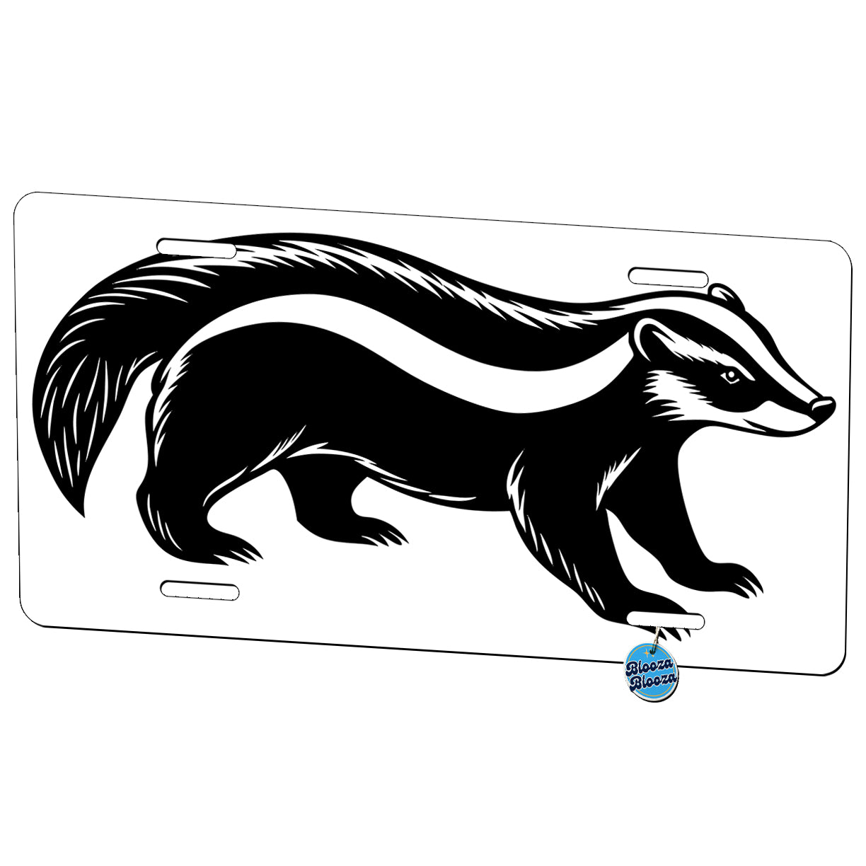 Honey Badger Black White Metal Vanity Novelty Tag License Plate for Trucks Cars SUVs
