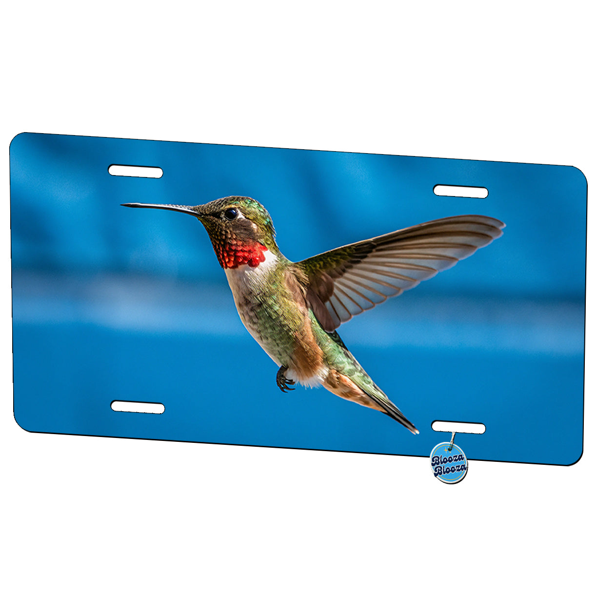 Hummingbird Blue Background Metal Vanity Novelty Tag License Plate for Trucks Cars SUVs